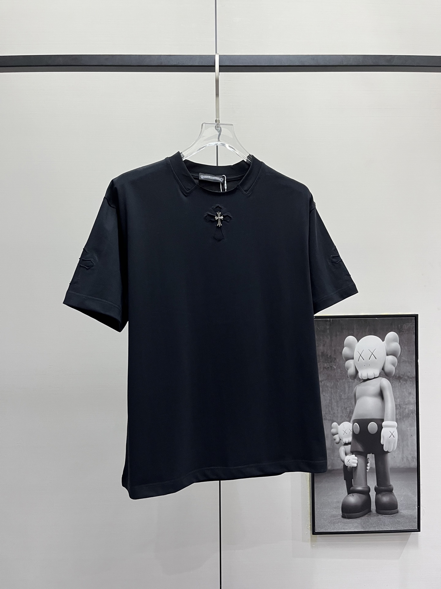 ChromeHearts/克罗心 十字架刺绣logo纯棉短袖 黑色 白色 粉色 玫红