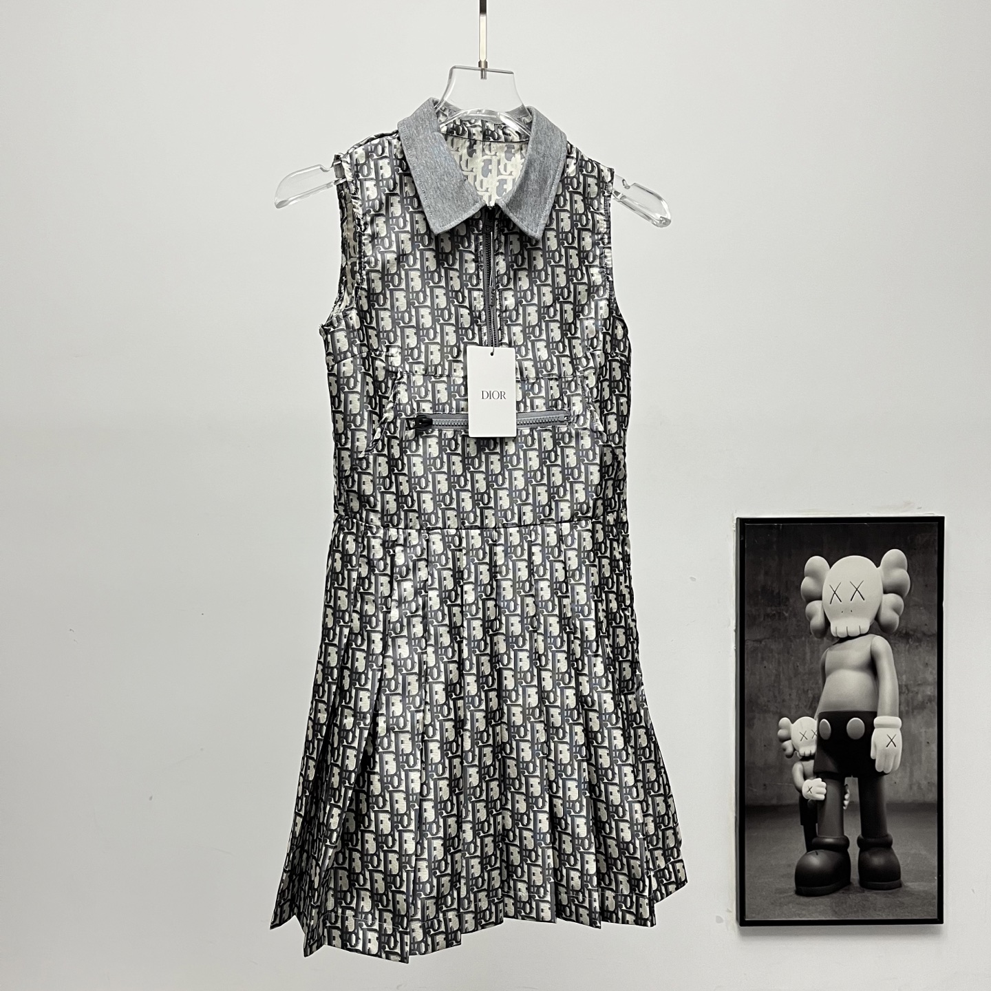 Dior/迪奥 25ss 翻领满印无袖拉链连衣裙