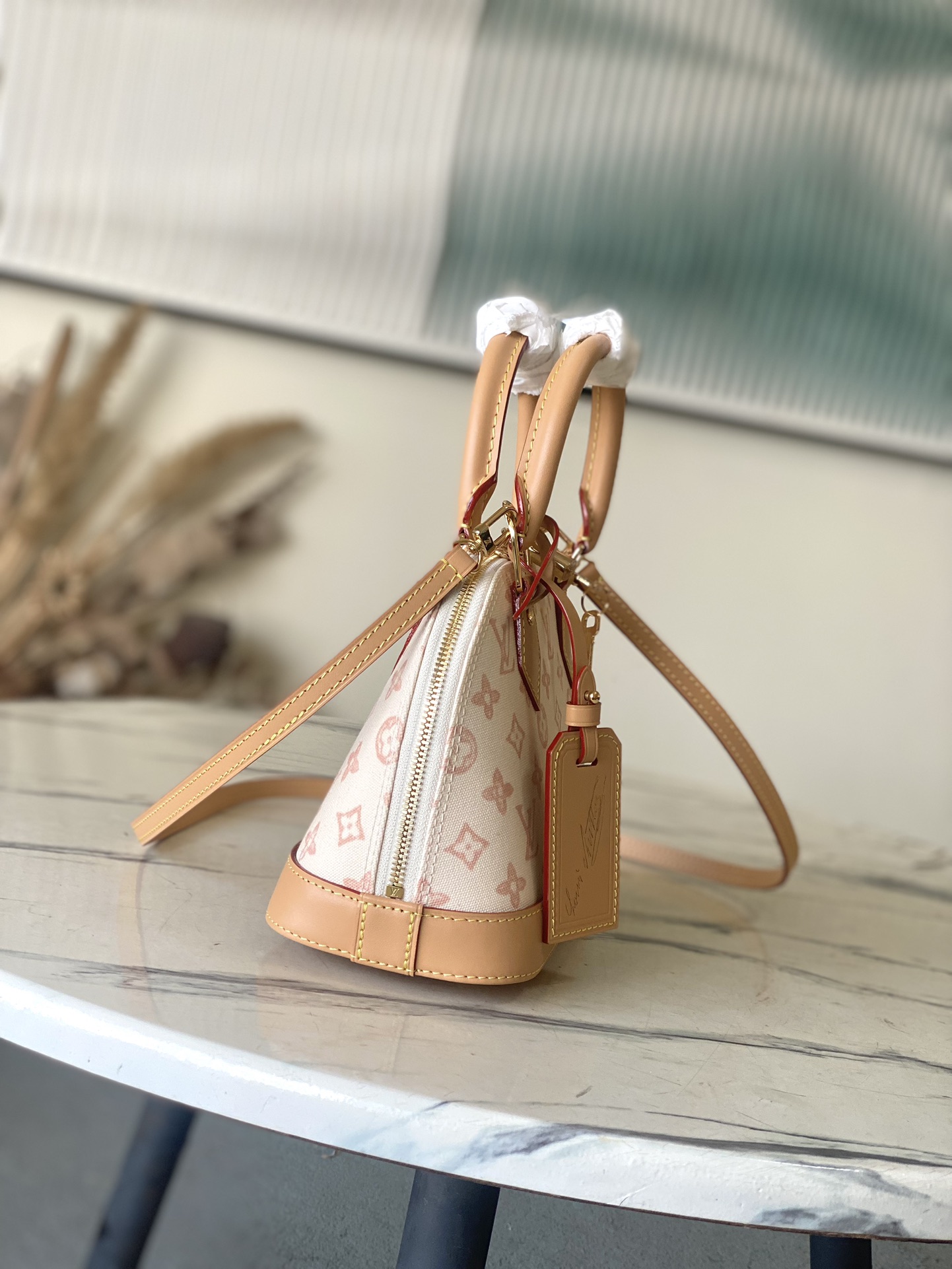 LV Style Beige Leather Top Handle Bag Lookbook Reference image 2