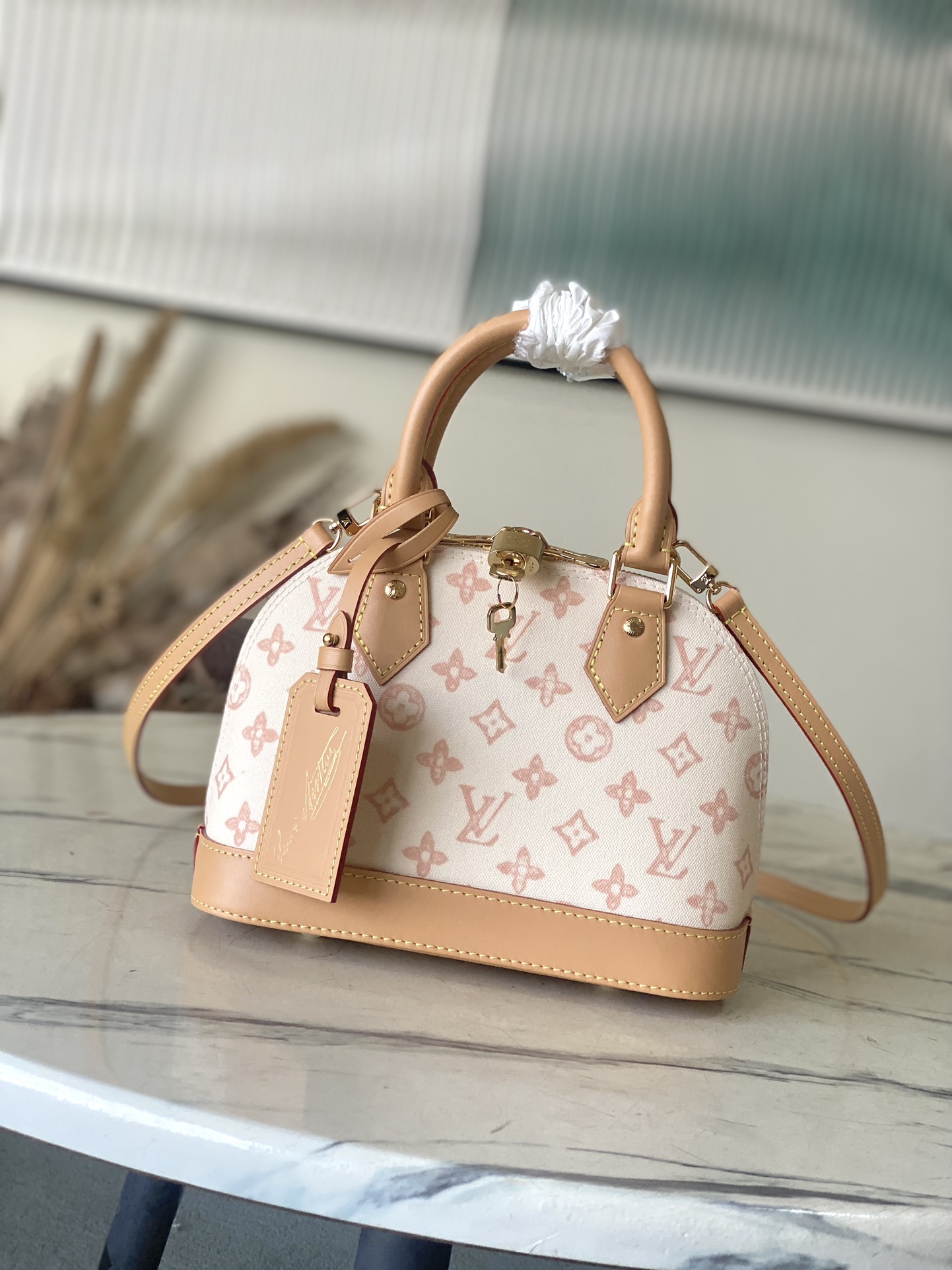 LV Style Beige Leather Top Handle Bag Lookbook Reference image 1