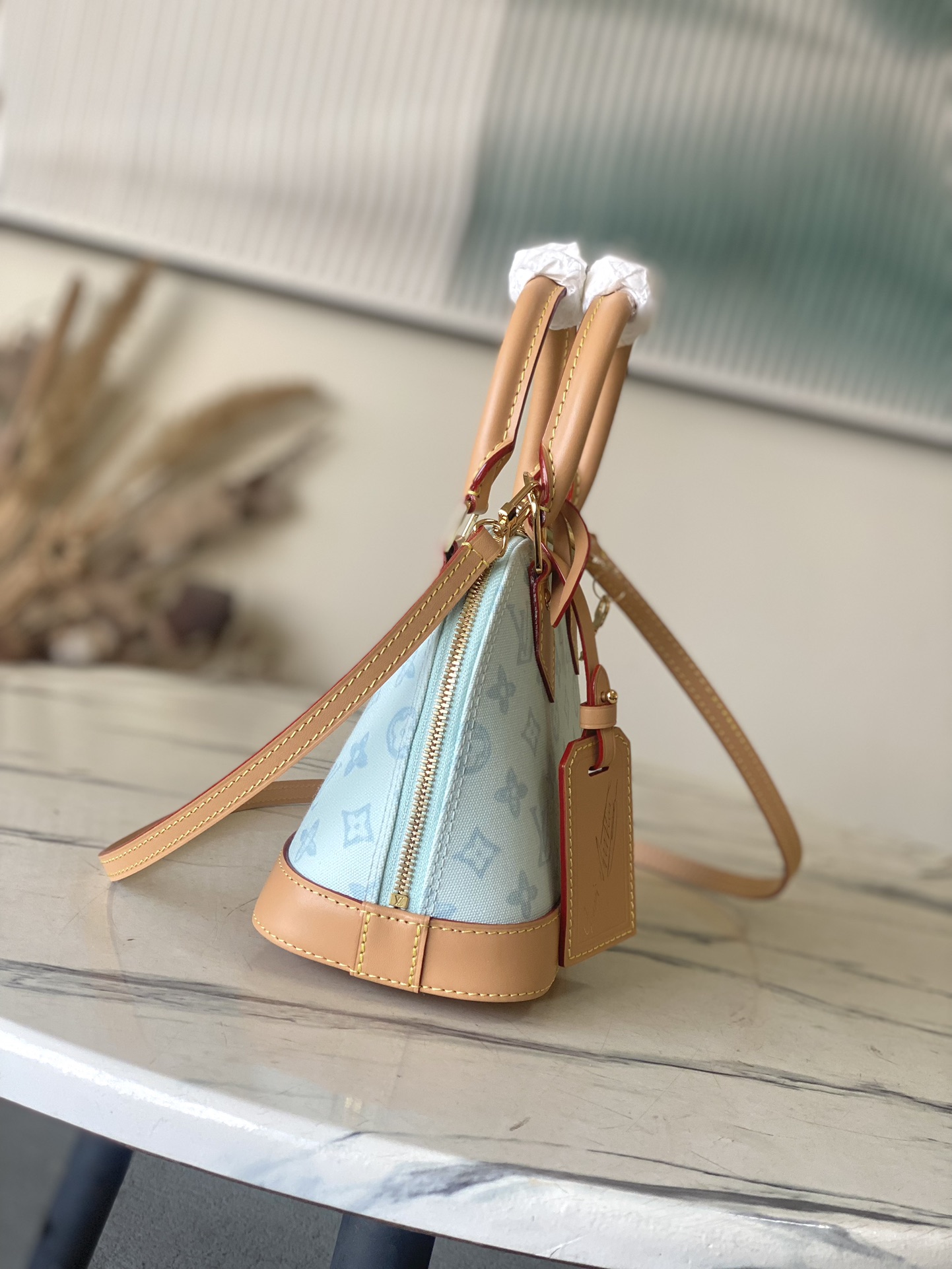 LV Style Beige Leather Top Handle Bag Lookbook Reference image 2