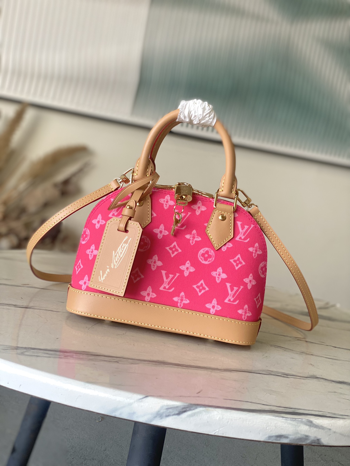 LV Style Beige Leather Top Handle Bag Lookbook Reference image 1