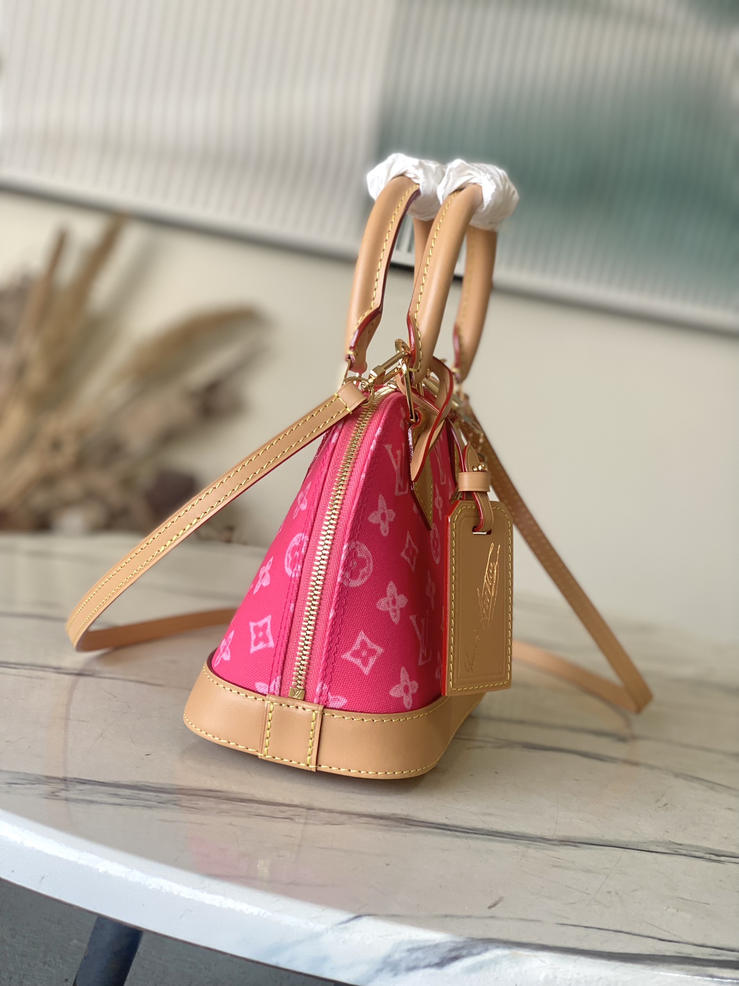 LV Style Beige Leather Top Handle Bag Lookbook Reference image 2