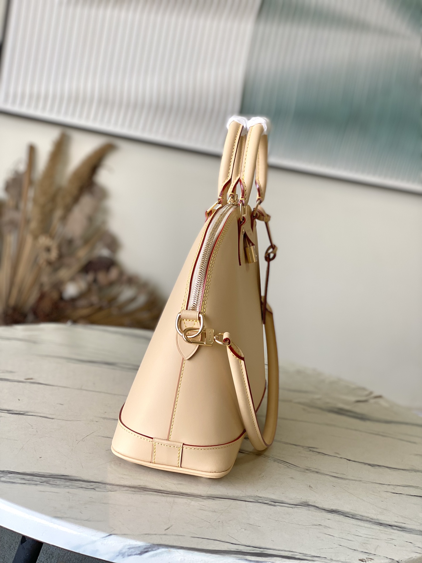 LV Style Beige Leather Top Handle Bag style reference detail image 2 from source 770249