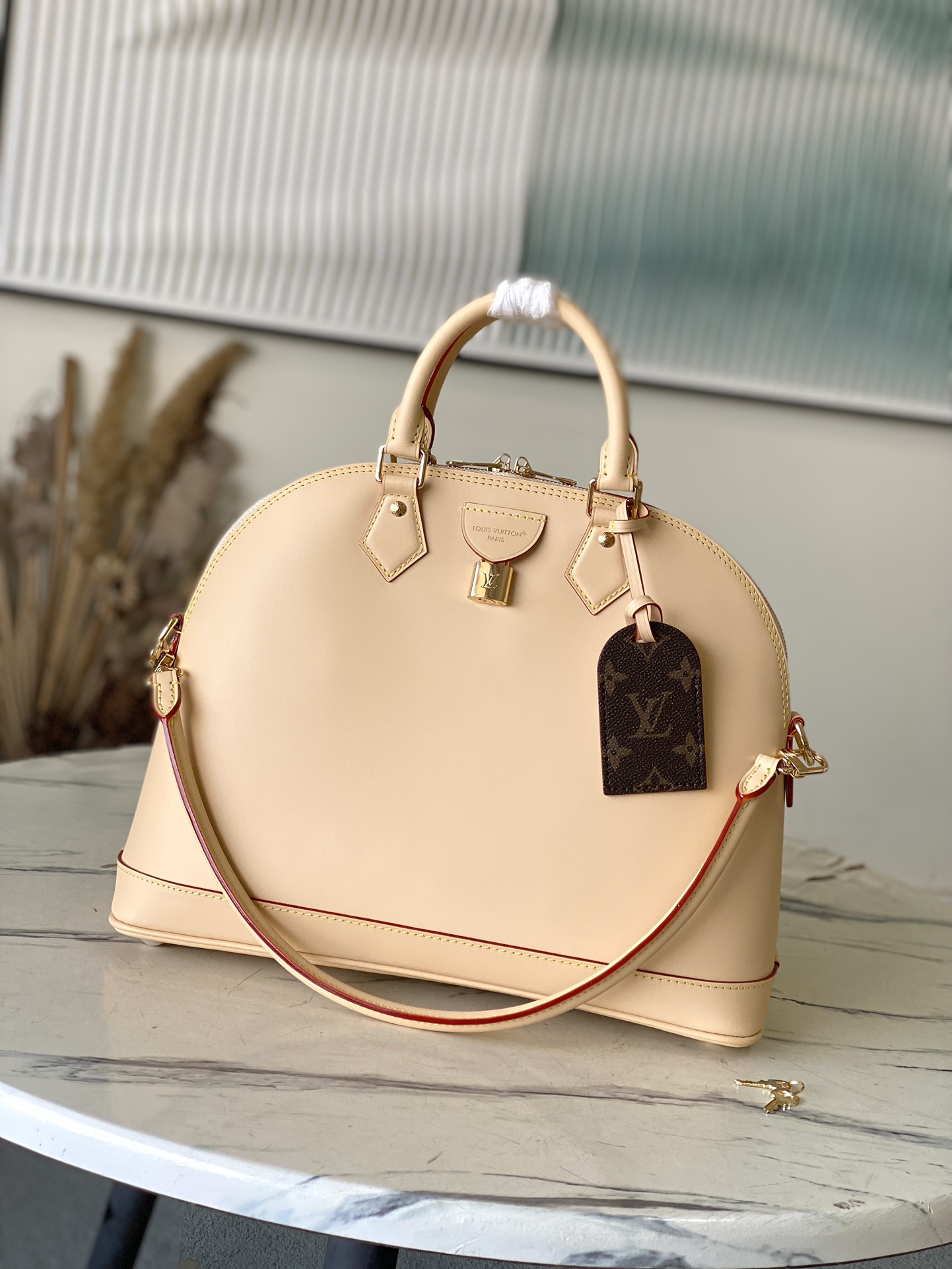 LV Style Beige Leather Top Handle Bag style reference detail image 1 from source 770249