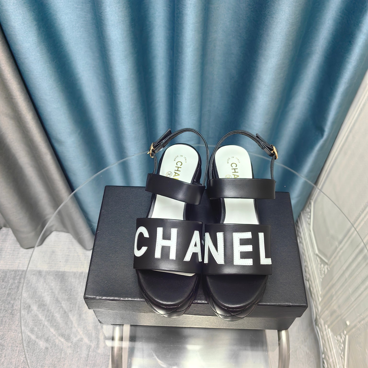 Chanel Zapatos Sandalias Piel de oveja Caucho Seda Colección verano