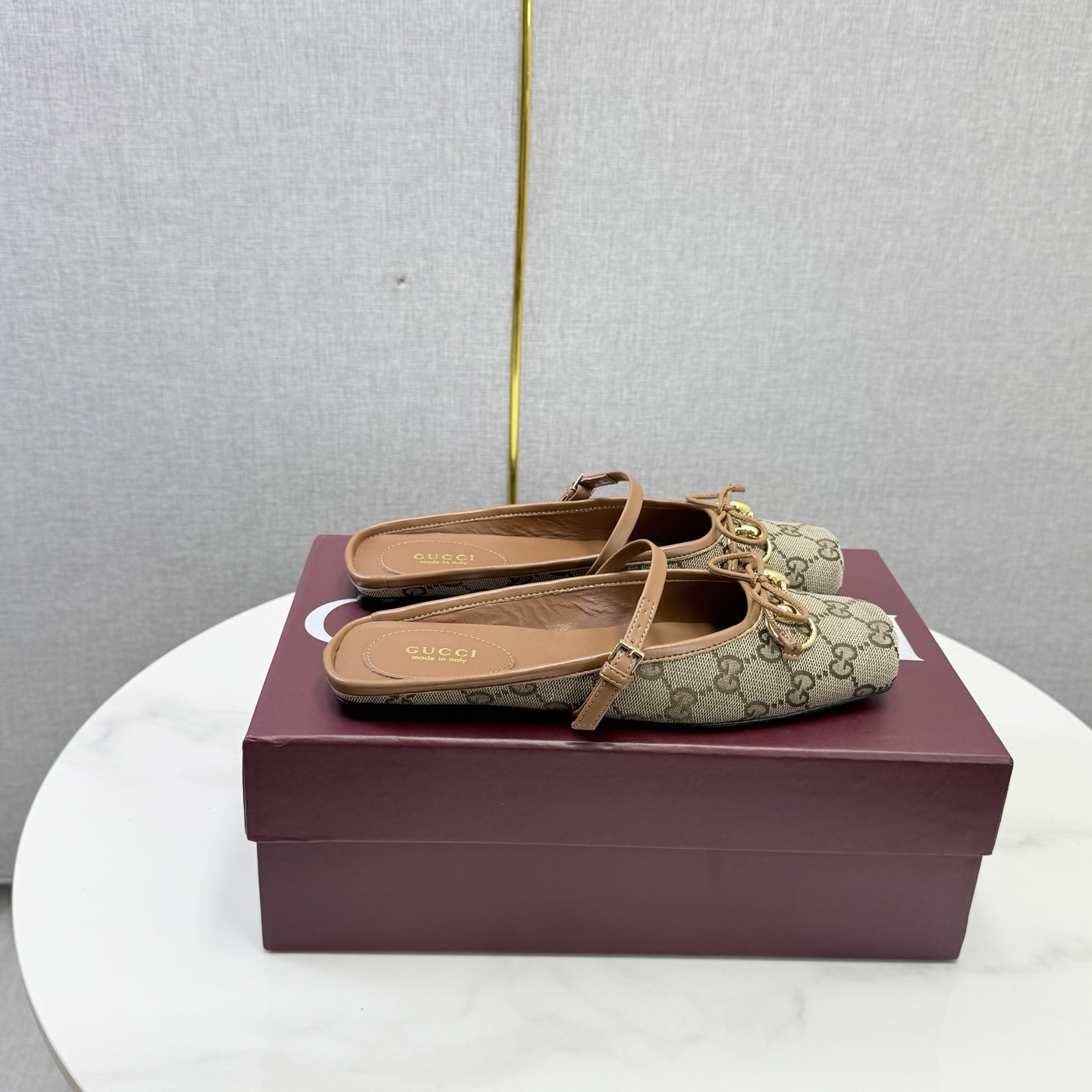 Gucci GG Canvas Bow Mary Jane Mules