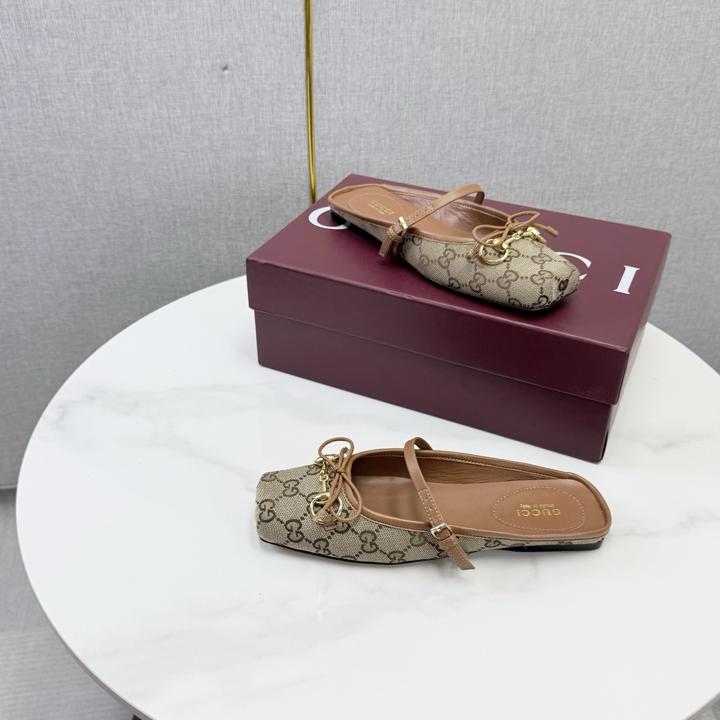 Gucci GG Canvas Bow Mary Jane Mules