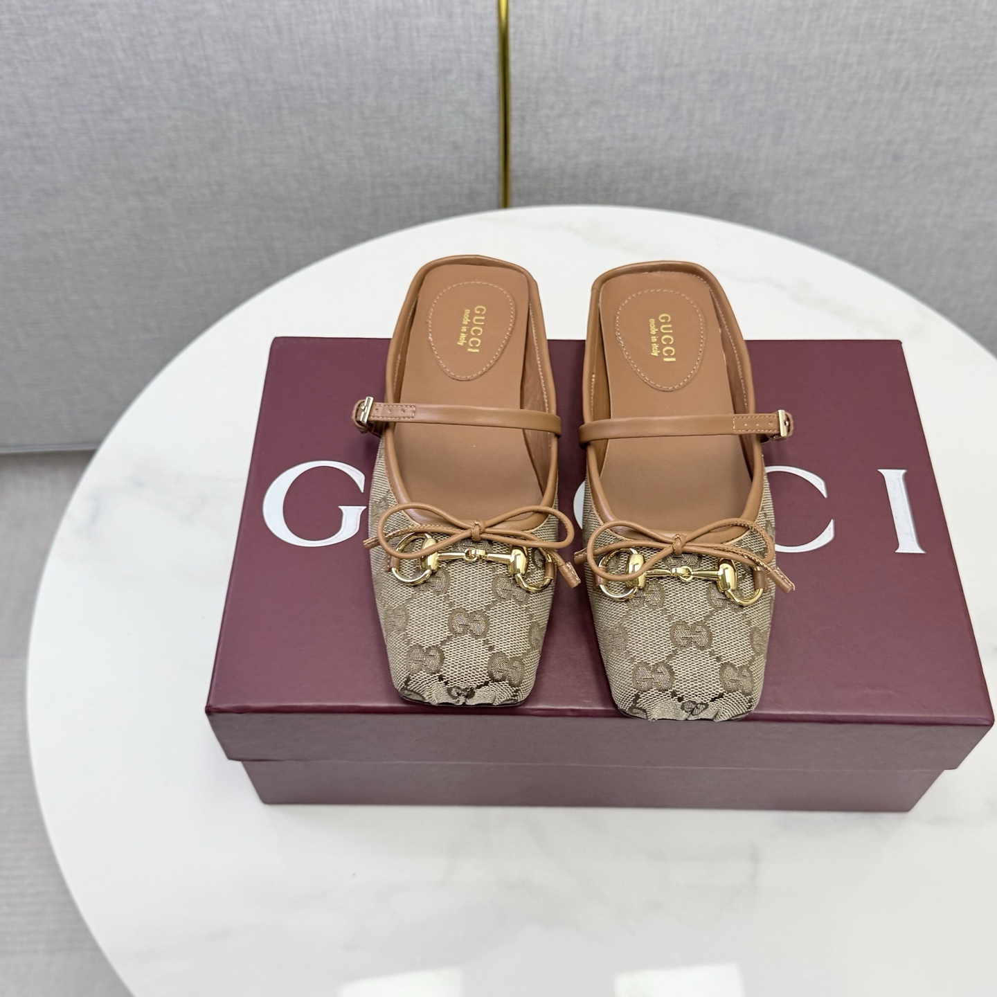 Gucci GG Canvas Bow Mary Jane Mules