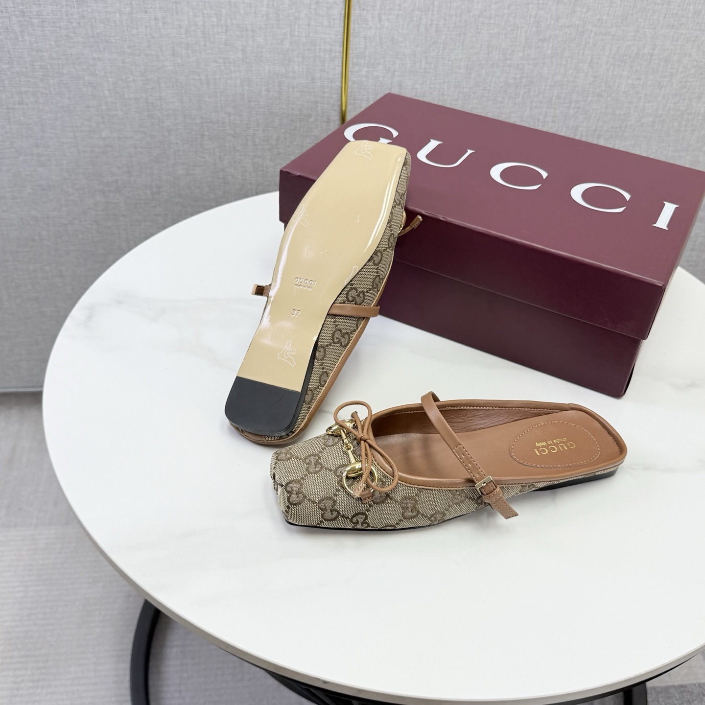 Gucci GG Canvas Bow Mary Jane Mules