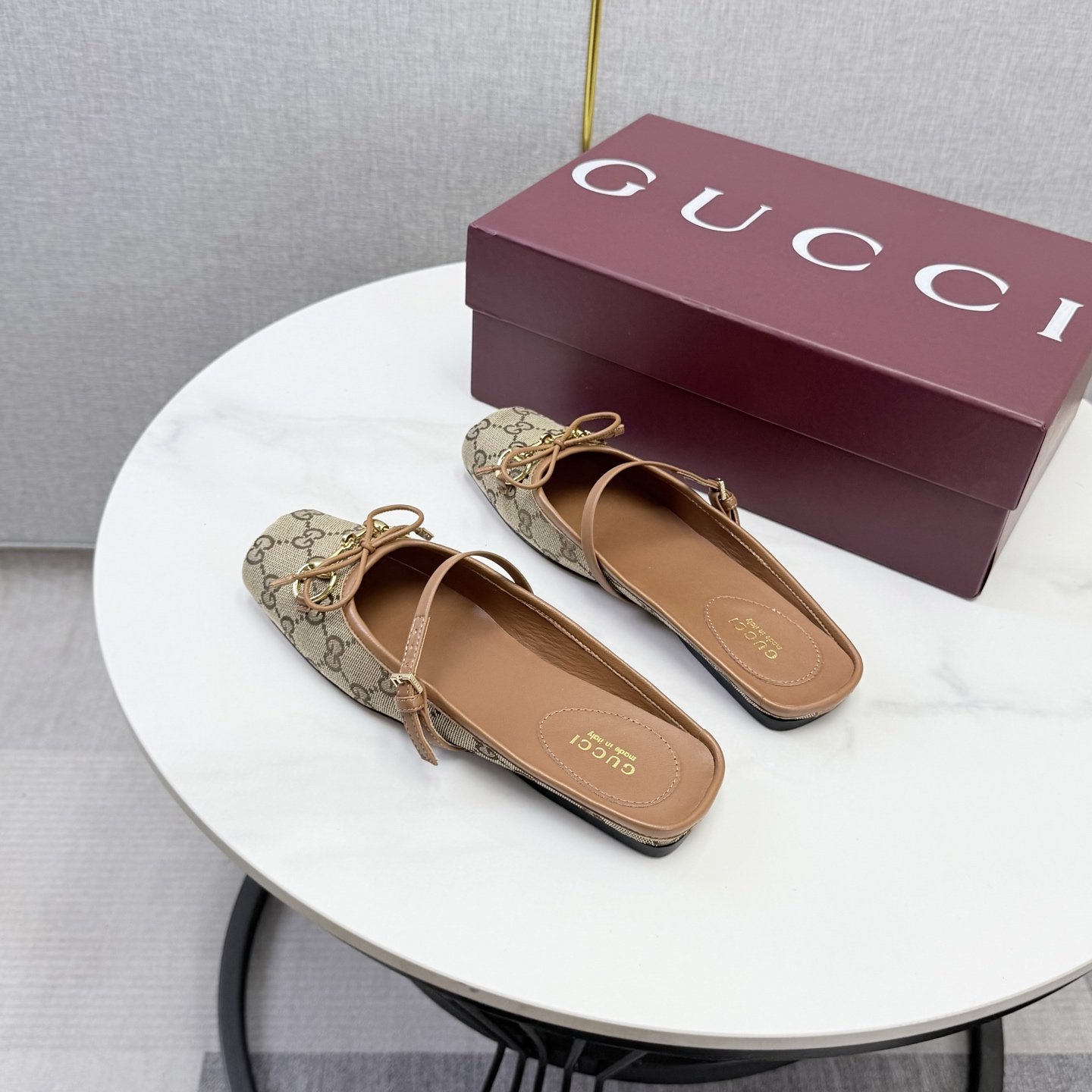 Gucci GG Canvas Bow Mary Jane Mules