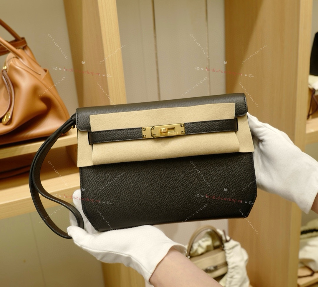 Hermes Kelly Bolsas Sacos de corpo cruzado & Ombro Preto Hardware Dourado Epsom