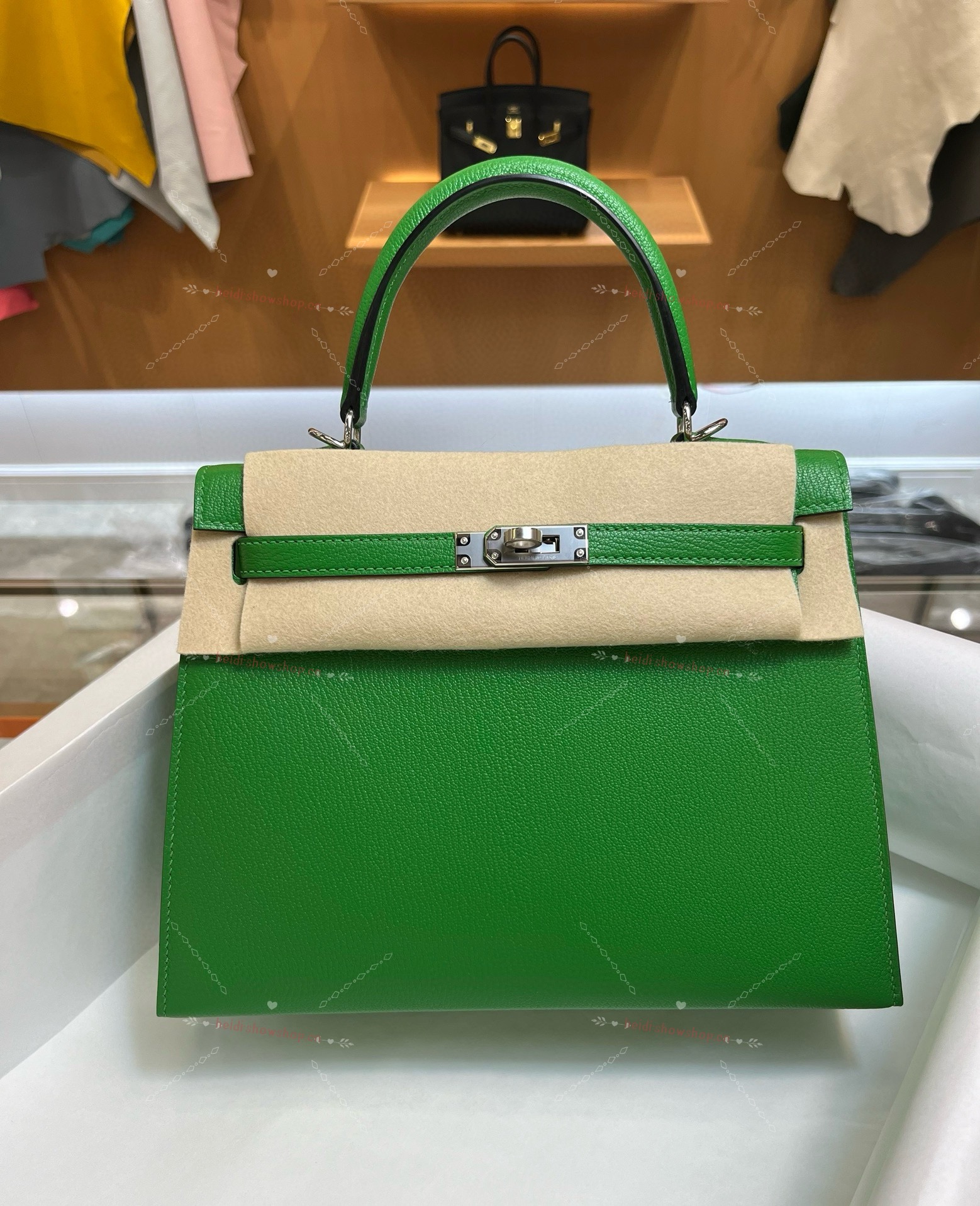 Hermes Kelly Bolsas Sacos de corpo cruzado & Ombro Verde Hardware Prata