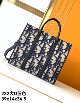 Dior AAAAA Tote Bags Black Blue Cowhide Fashion Casual