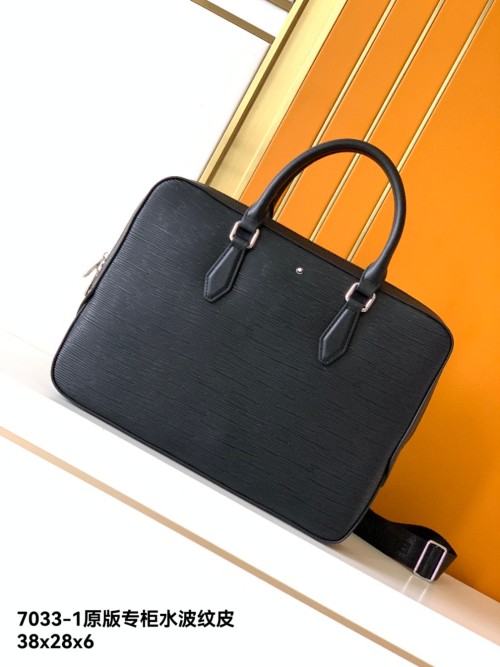 Montblanc 4810 Series Black Leather Briefcase with Water Ripple Texture 1 Montblanc 4810 Series Black Leather Briefcase with Water Ripple Texture