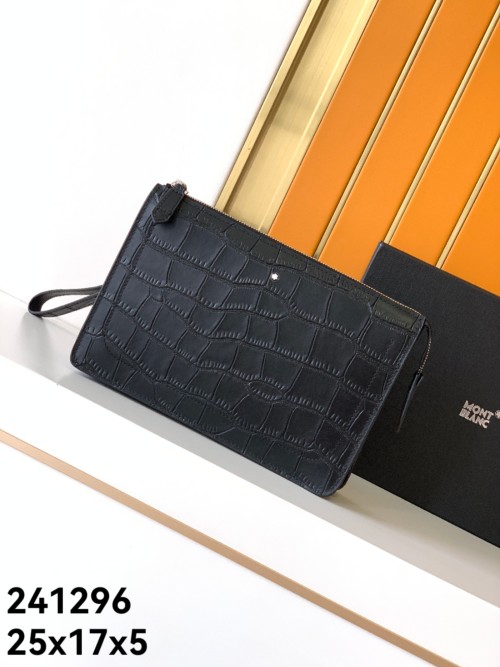 Montblanc Black Crocodile Leather Zip Top Handbag Clutch Wallet 25x17x5cm 1 Montblanc Black Crocodile Leather Zip Top Handbag Clutch Wallet 25x17x5cm