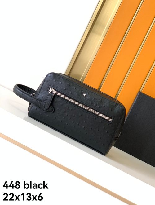 Montblanc Black Ostrich Leather Handbag, 22x13x6cm, Top Quality 1 Montblanc Black Ostrich Leather Handbag, 22x13x6cm, Top Quality