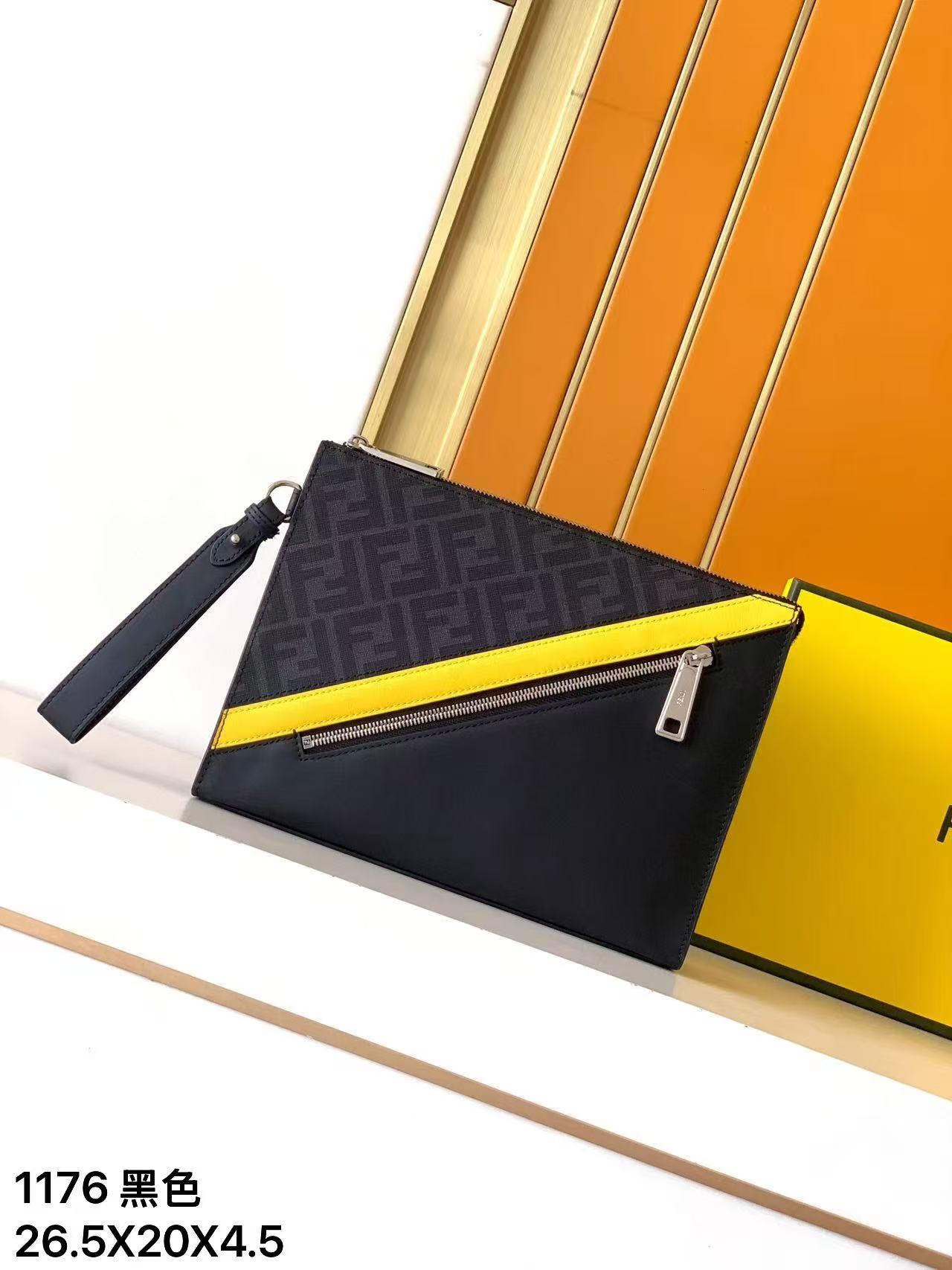 Fendi 手包型号： 1176#黑色 货 休闲 手拿包流行款 高端 有品味 专用高端头层牛皮