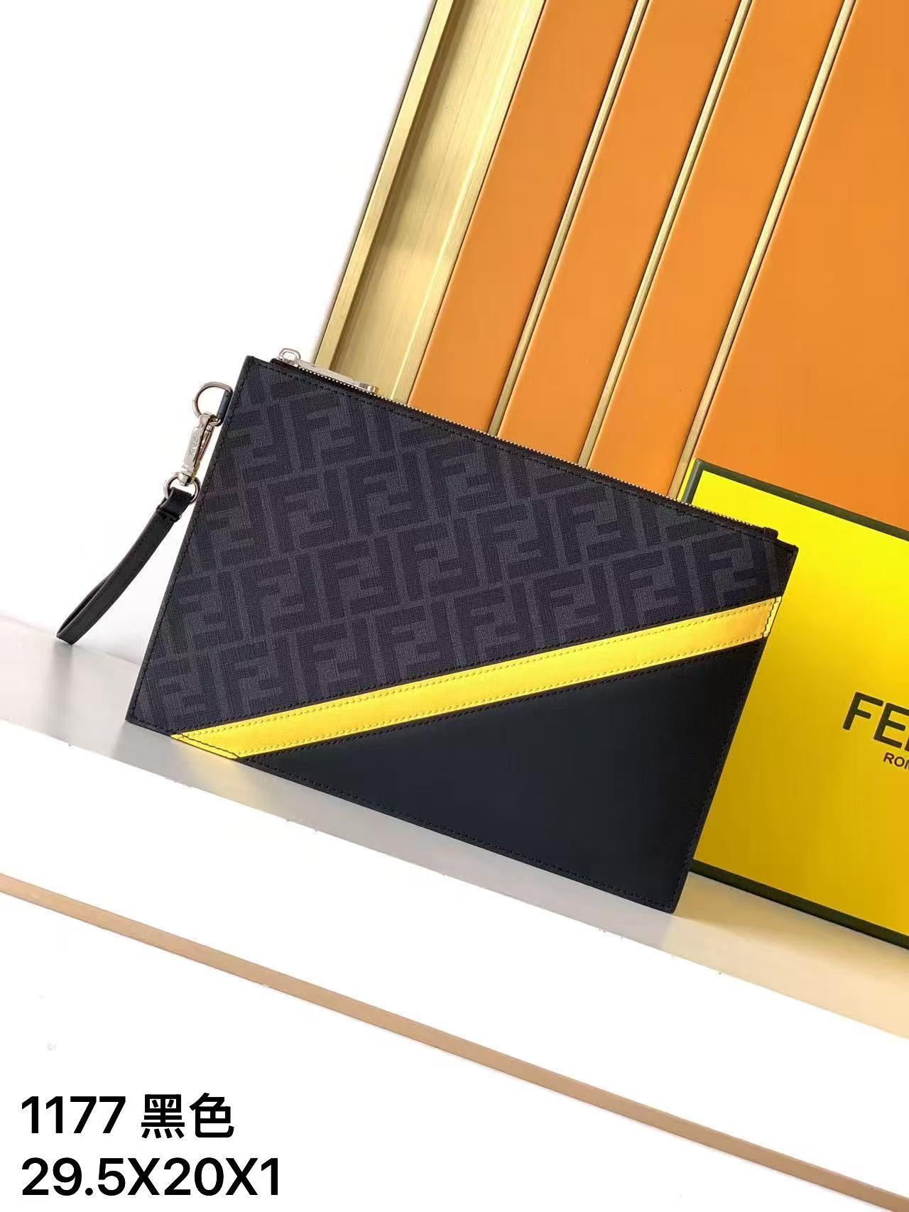 Fendi 手包型号： 1177#黑色 货 休闲 手拿包流行款 高端 有品味 专用高端头层牛皮