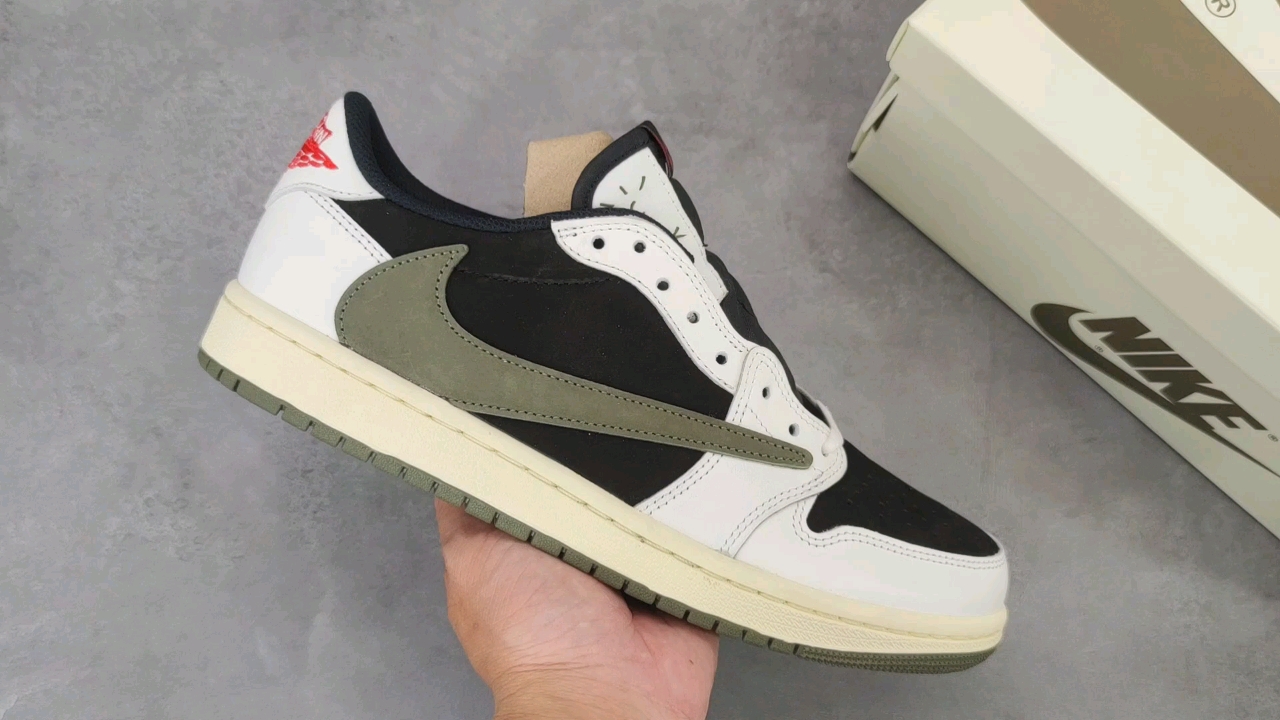 PK4.0性价比版本-TravisScottXAirJordan1LowOlive黑绿橄榄倒钩5.0DZ