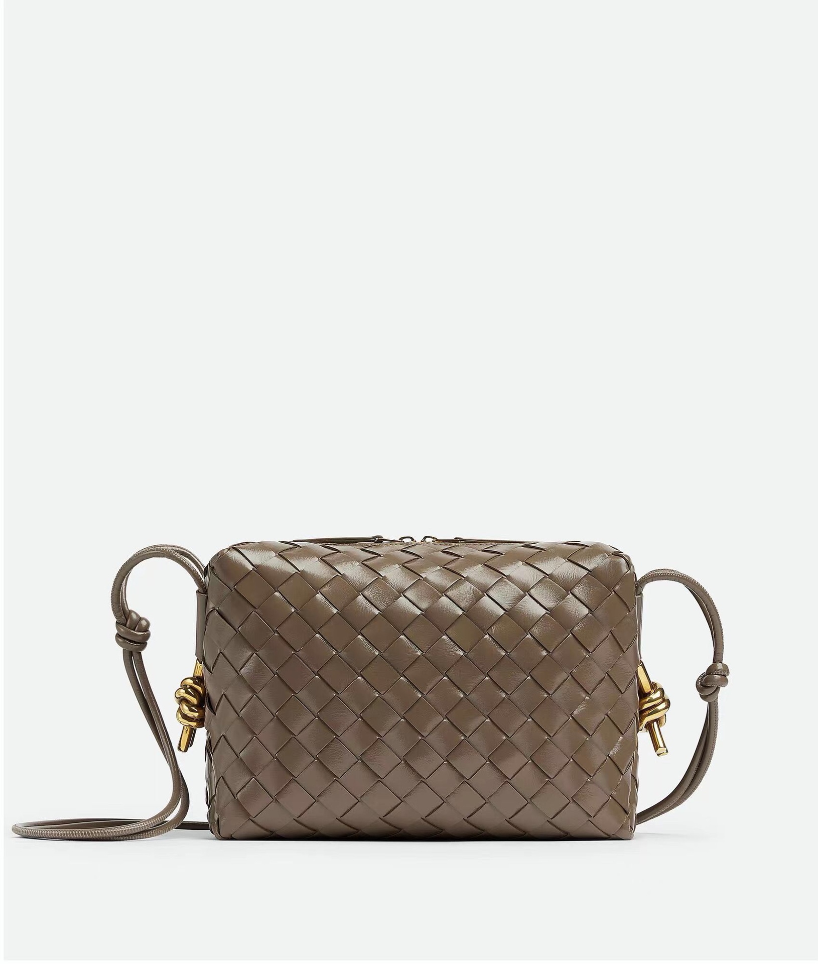 Bottega Veneta patent leather woven crossbody bag