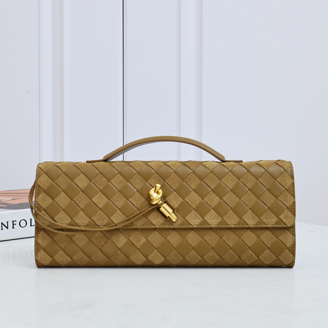 Sac à main de soirée tissé en Nappa en agneau cachemire avec fermoir en nœud en métal