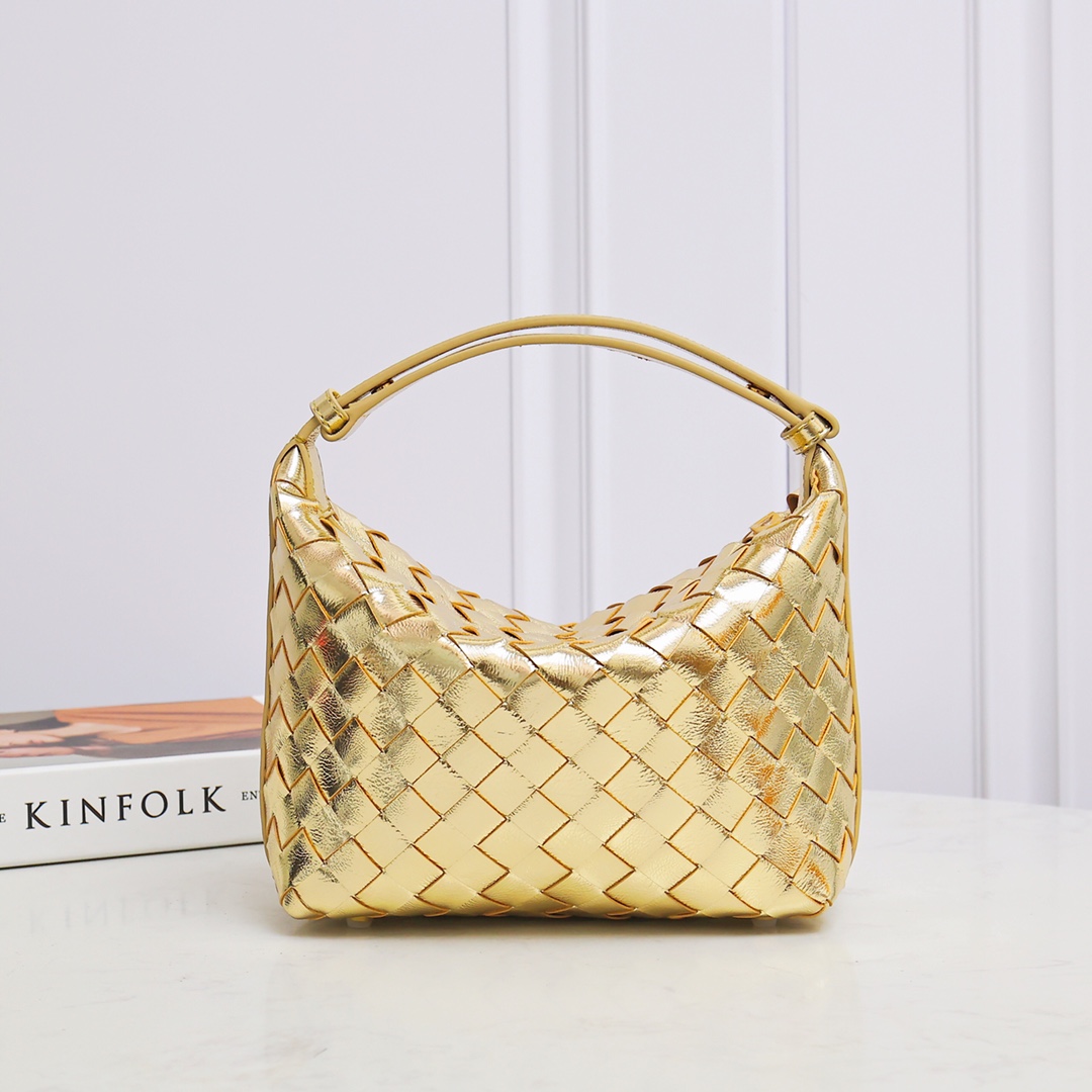 Woven Lambskin Lunch Box Bag Adjustable Handle Underarm Hobo