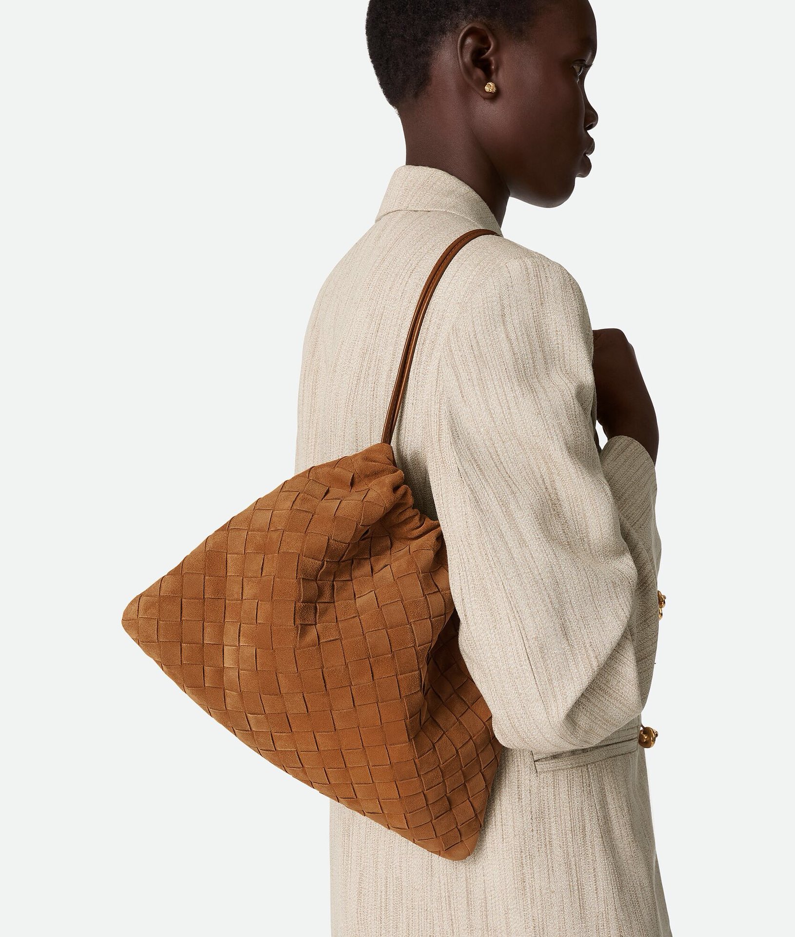 Bottega Veneta Style Pink Nylon Shoulder Bag style reference detail image 7 from source 771782