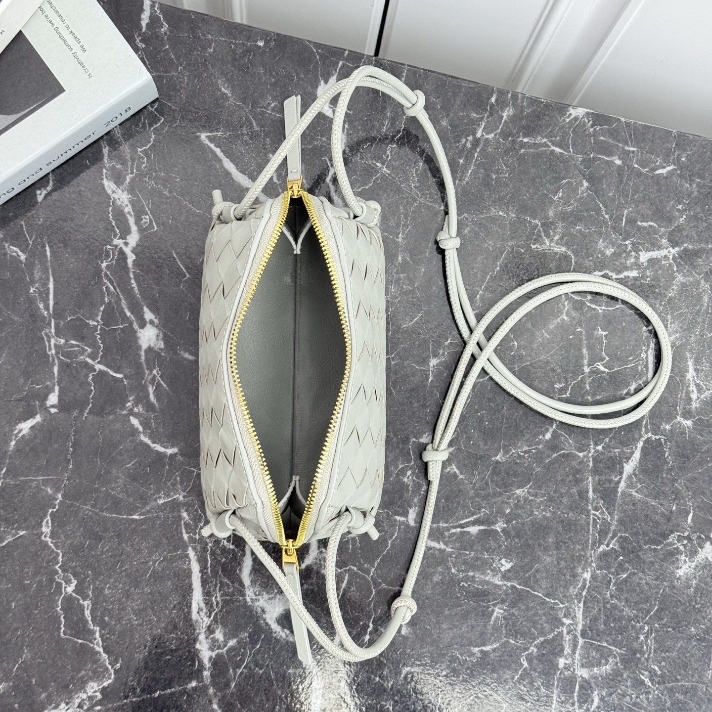 Bottega Veneta Style Grey Crossbody Bag style reference detail image 5 from source 771796