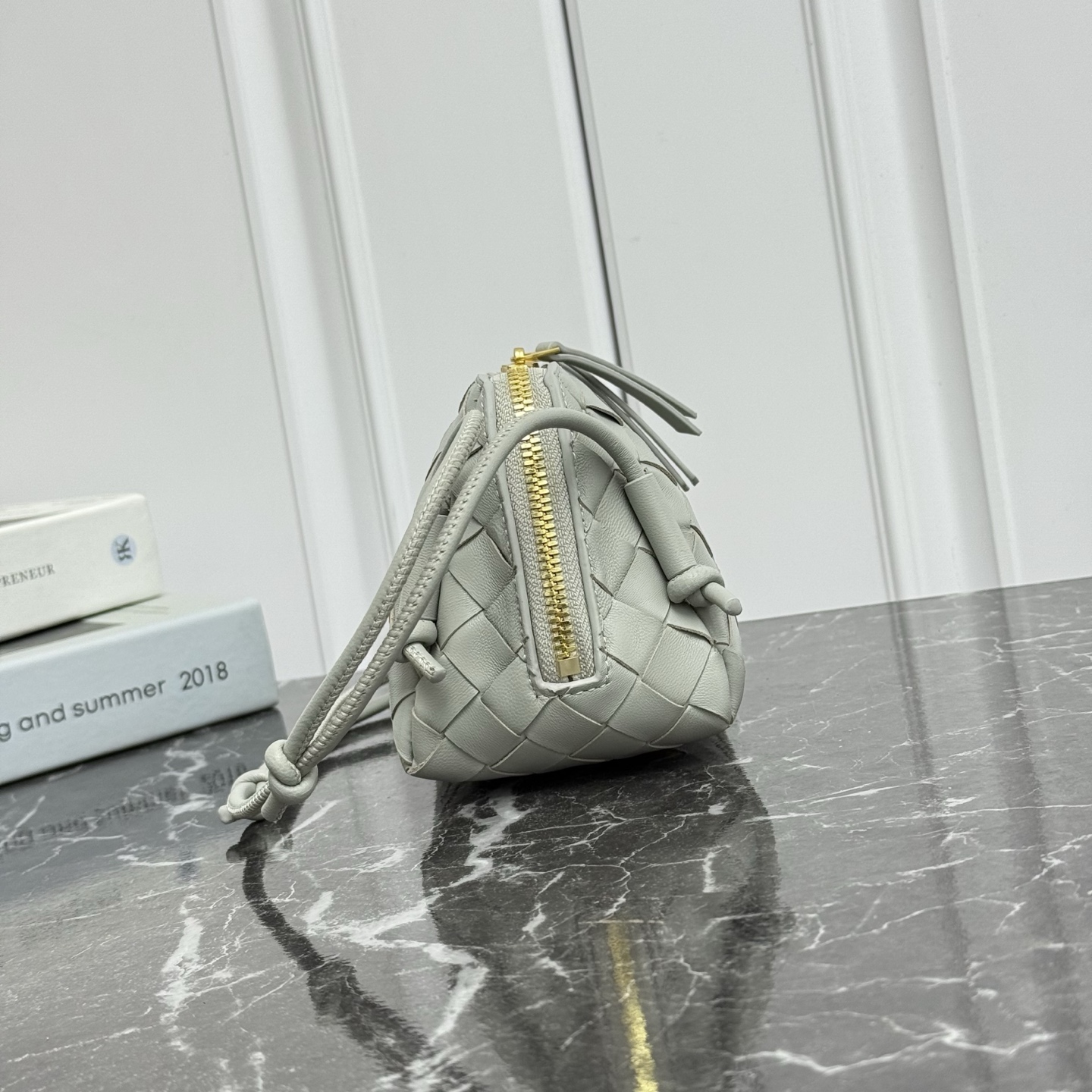 Bottega Veneta Style Grey Crossbody Bag style reference detail image 3 from source 771796