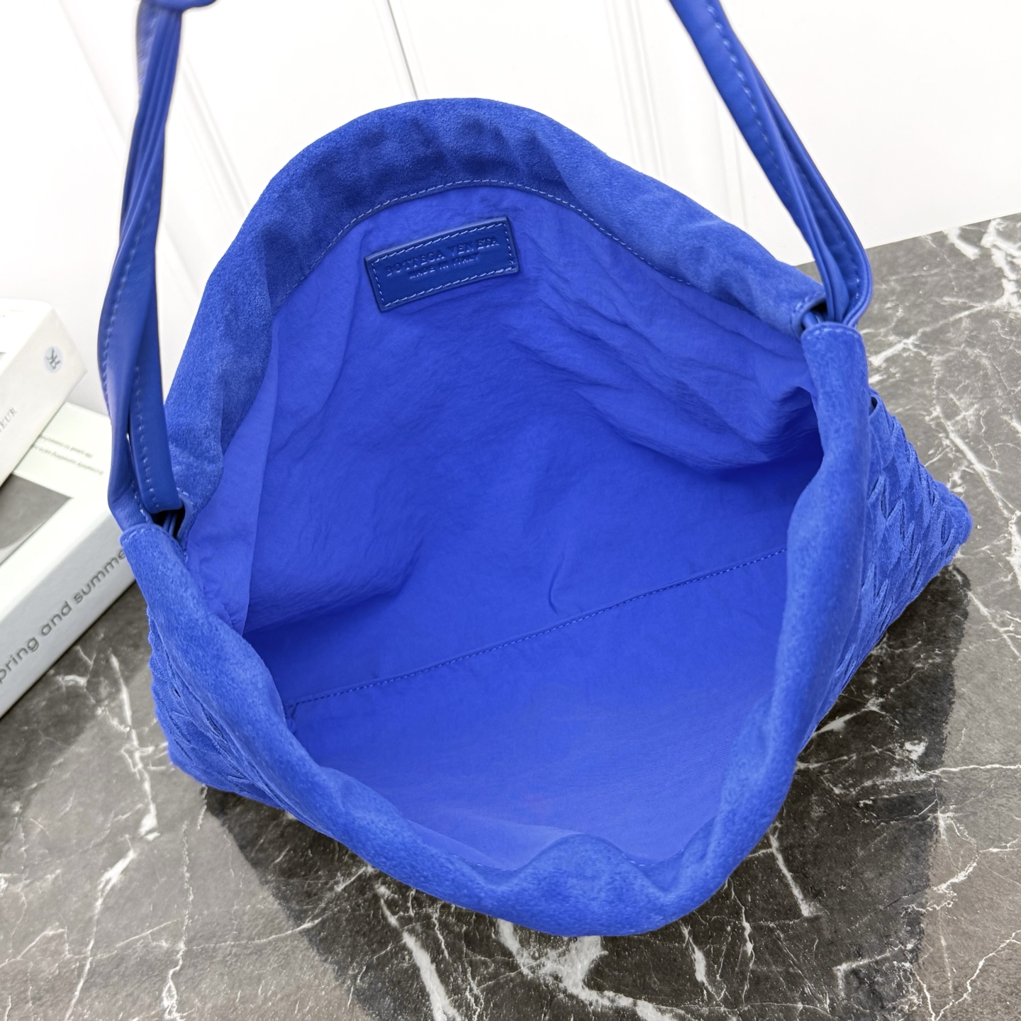Bottega Veneta Style Blue Nylon Shoulder Bag style reference detail image 6 from source 771784