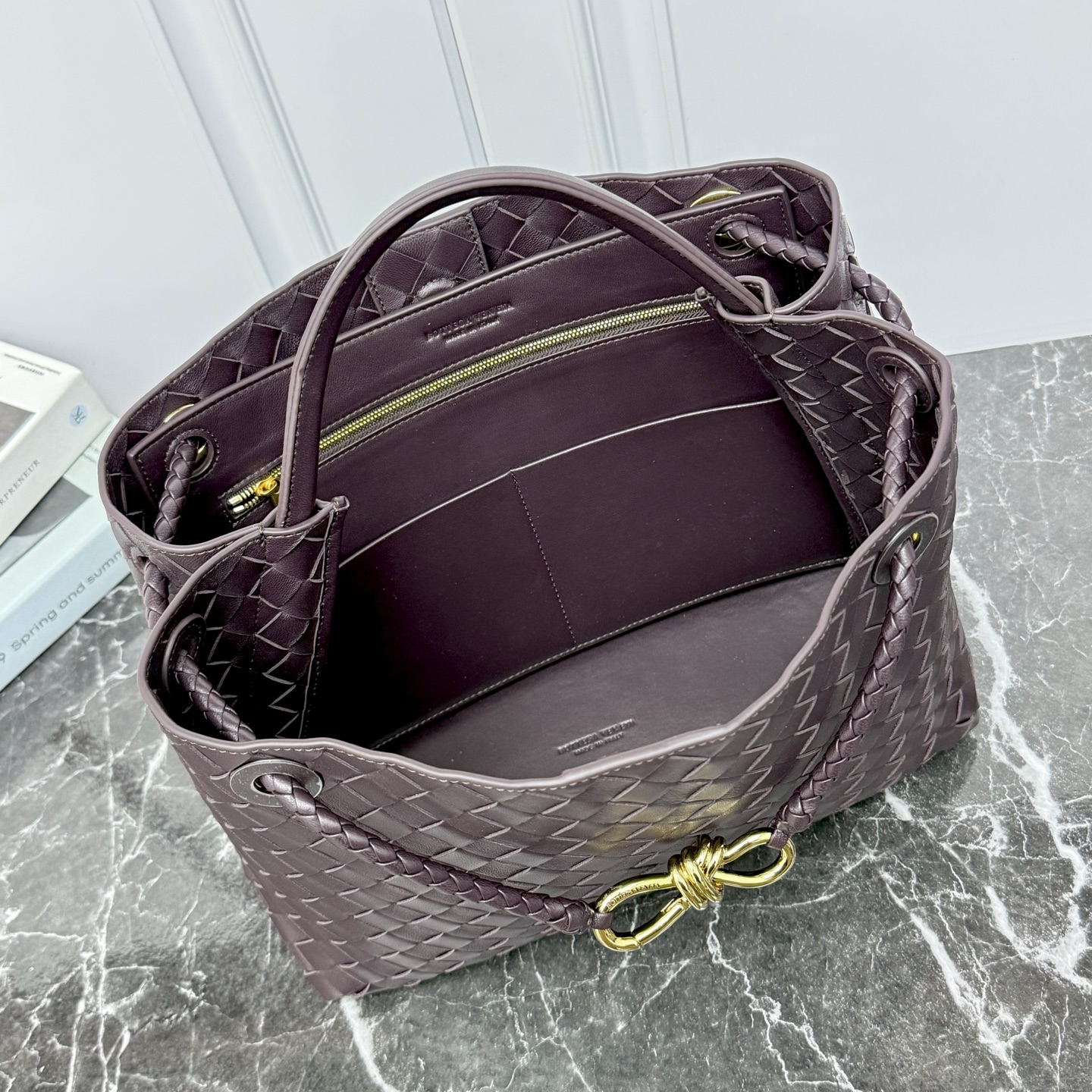 Bottega Veneta Style Beige Leather Top Handle Bag Bags Top Handle Bag detail image 6 from source 766003