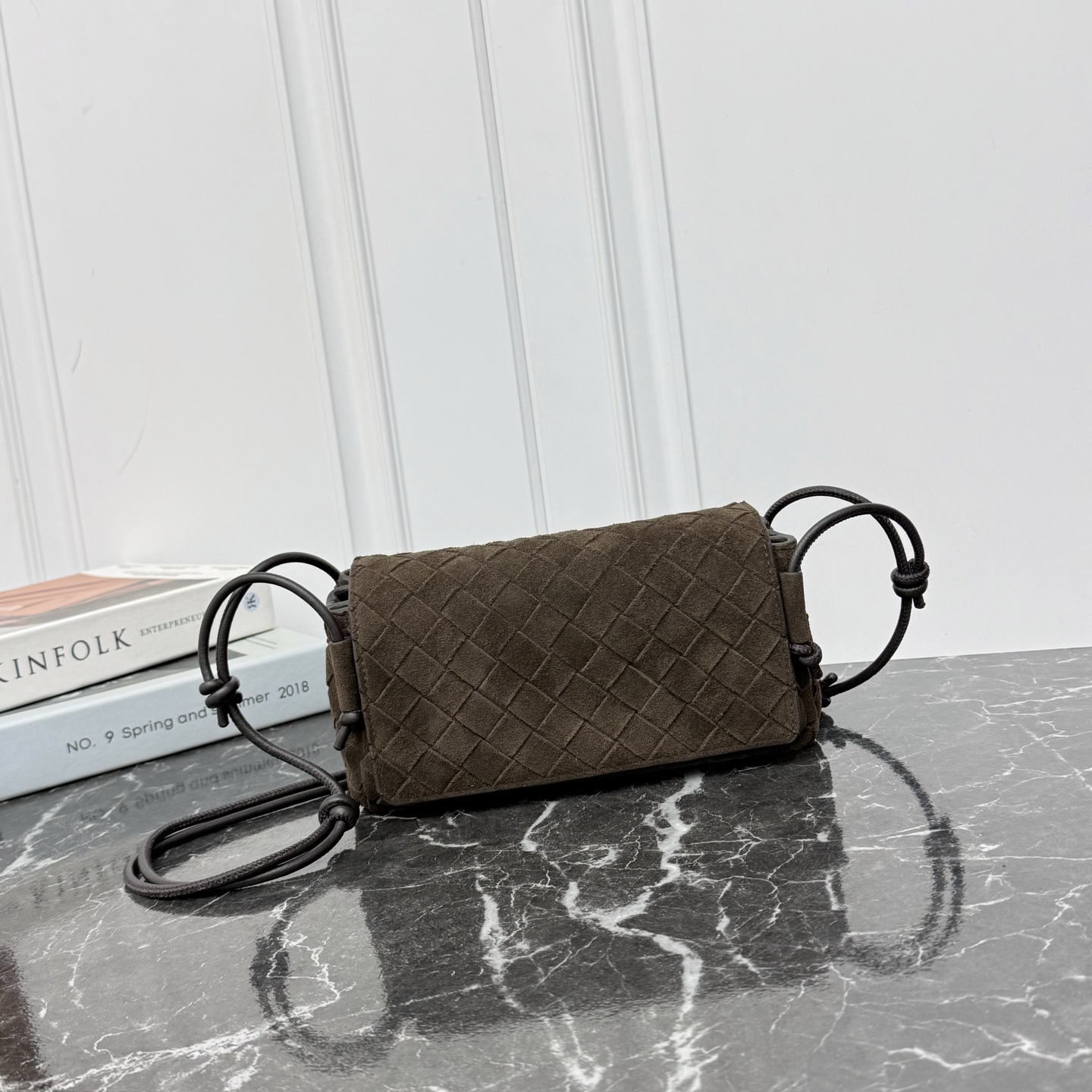 Woven Crossbody Clutch Bag Cashmere Chocolate Brown