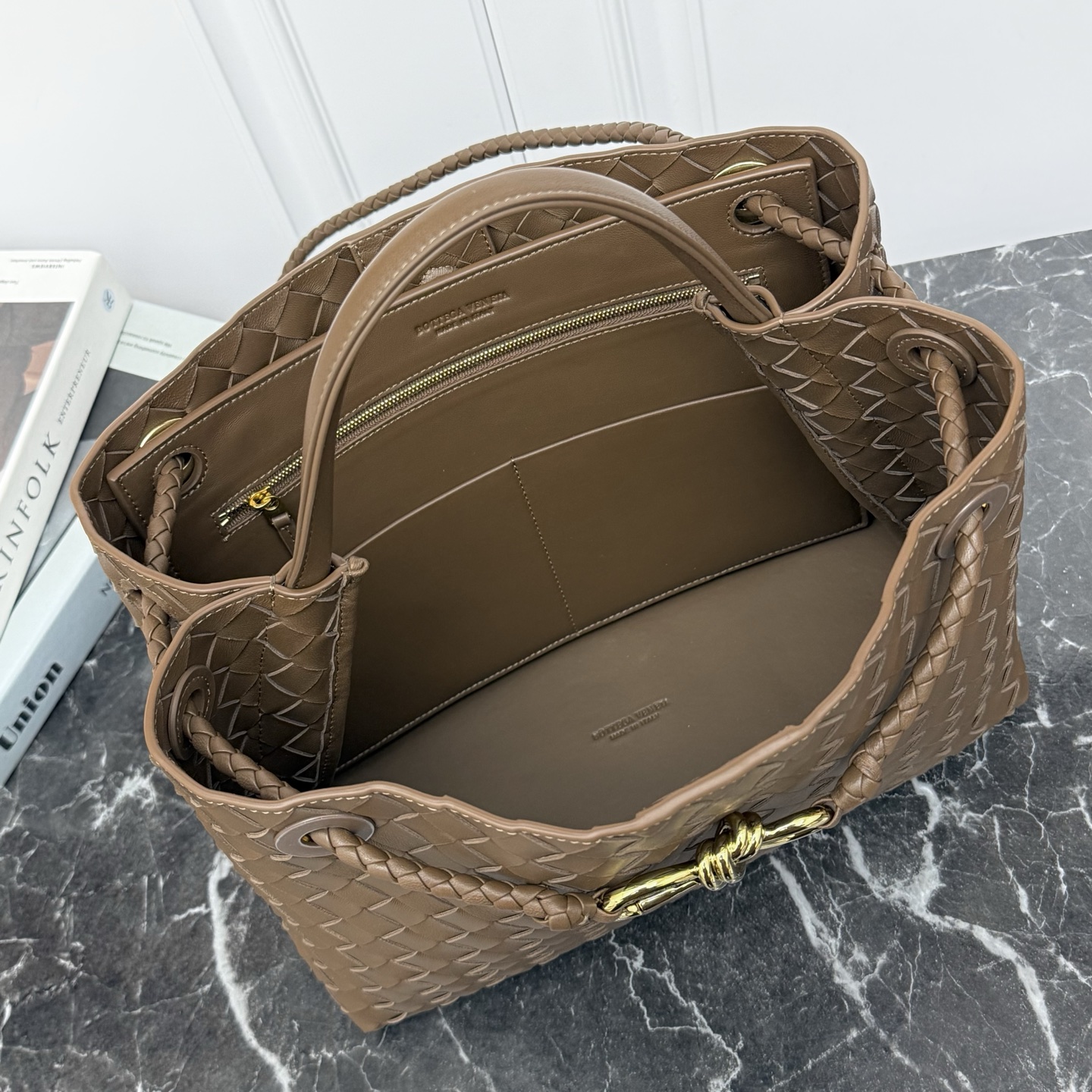 Bottega Veneta Style Beige Leather Top Handle Bag Bags Top Handle Bag detail image 6 from source 766004