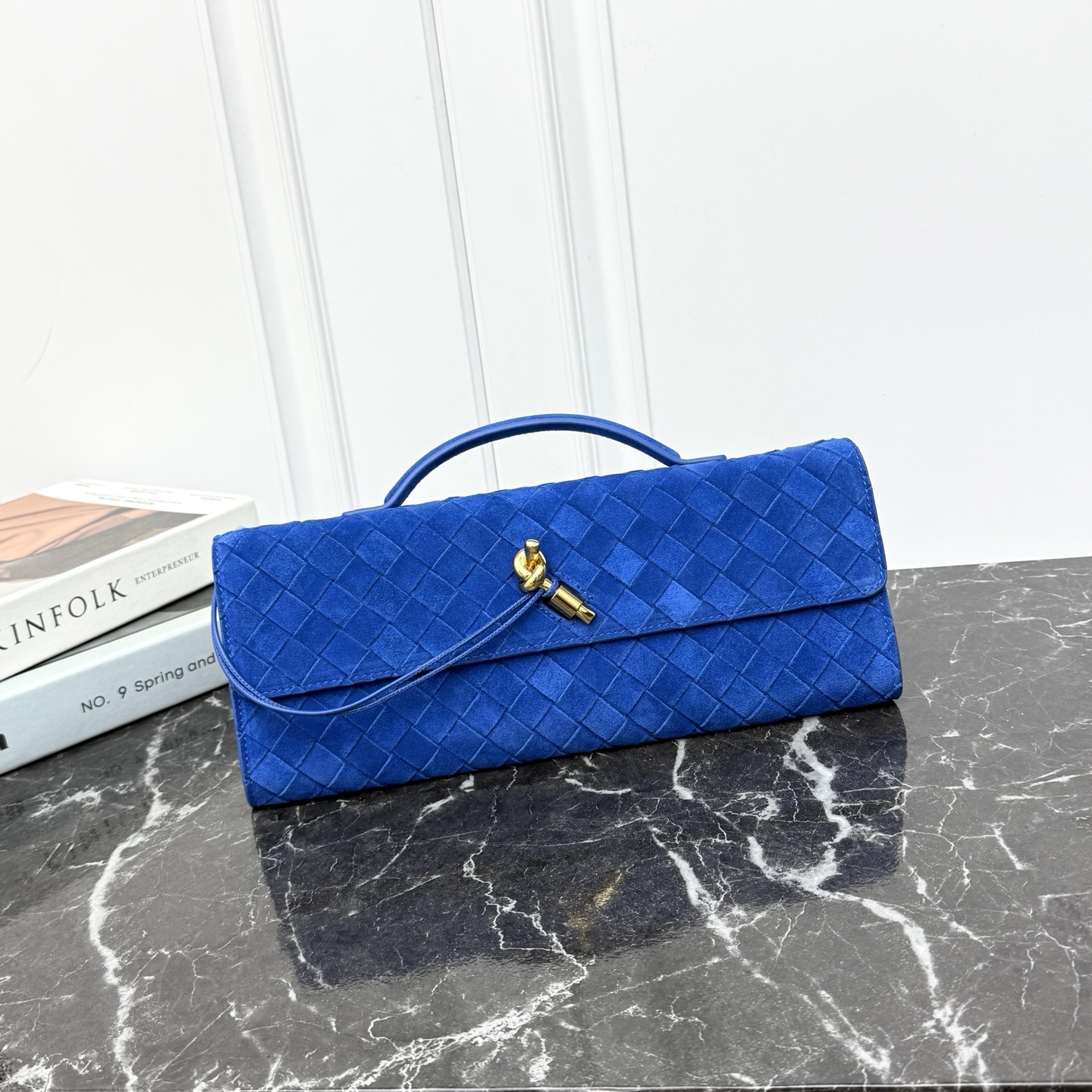 编织 手提晚宴包 羊绒 Nappa小羊皮 金属绳结扣