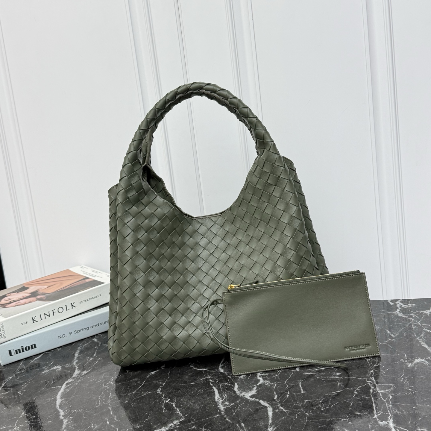 Bottega Veneta Campana Large Intrecciato Lambskin Handbag