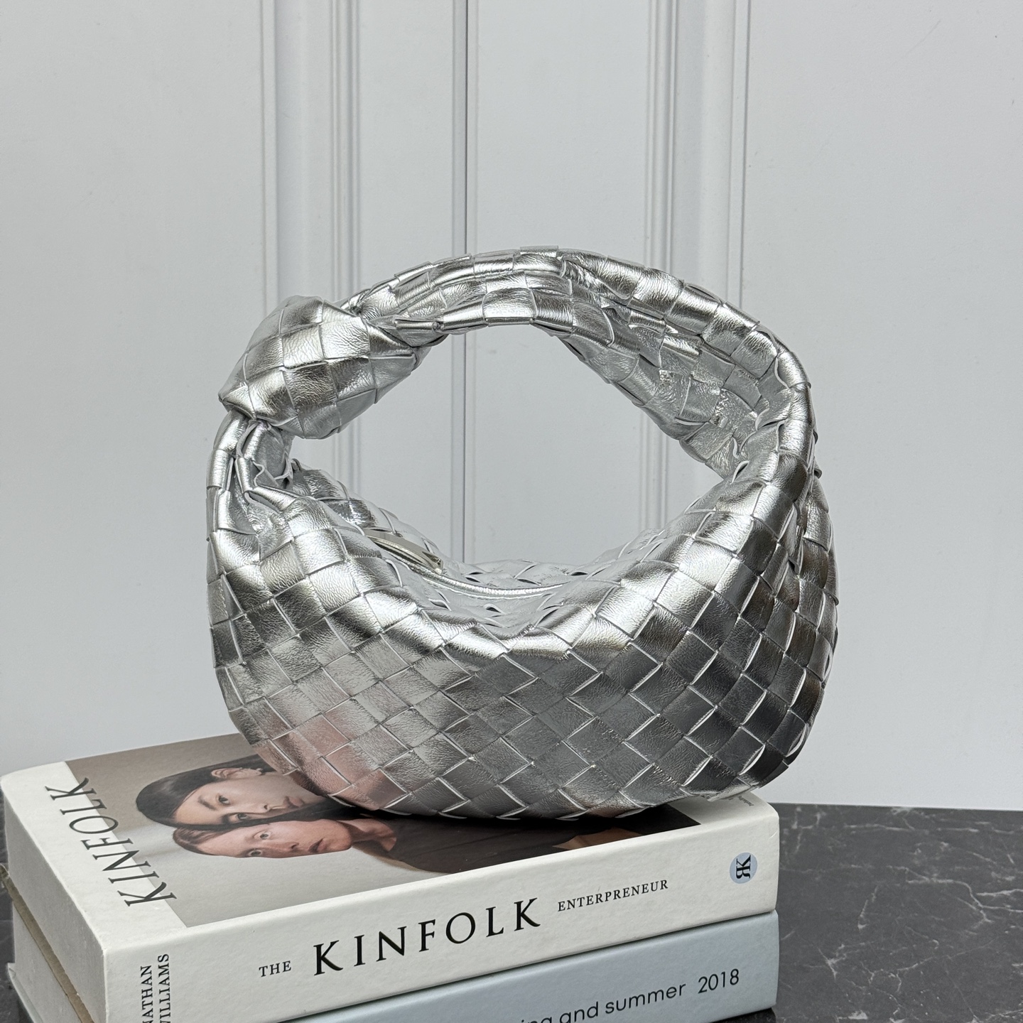 Woven Leather Knotted Hobo Handbag