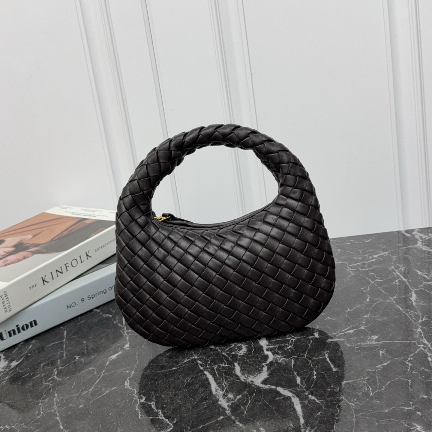Nappa Lambskin Woven Handheld Zip Mini Bag