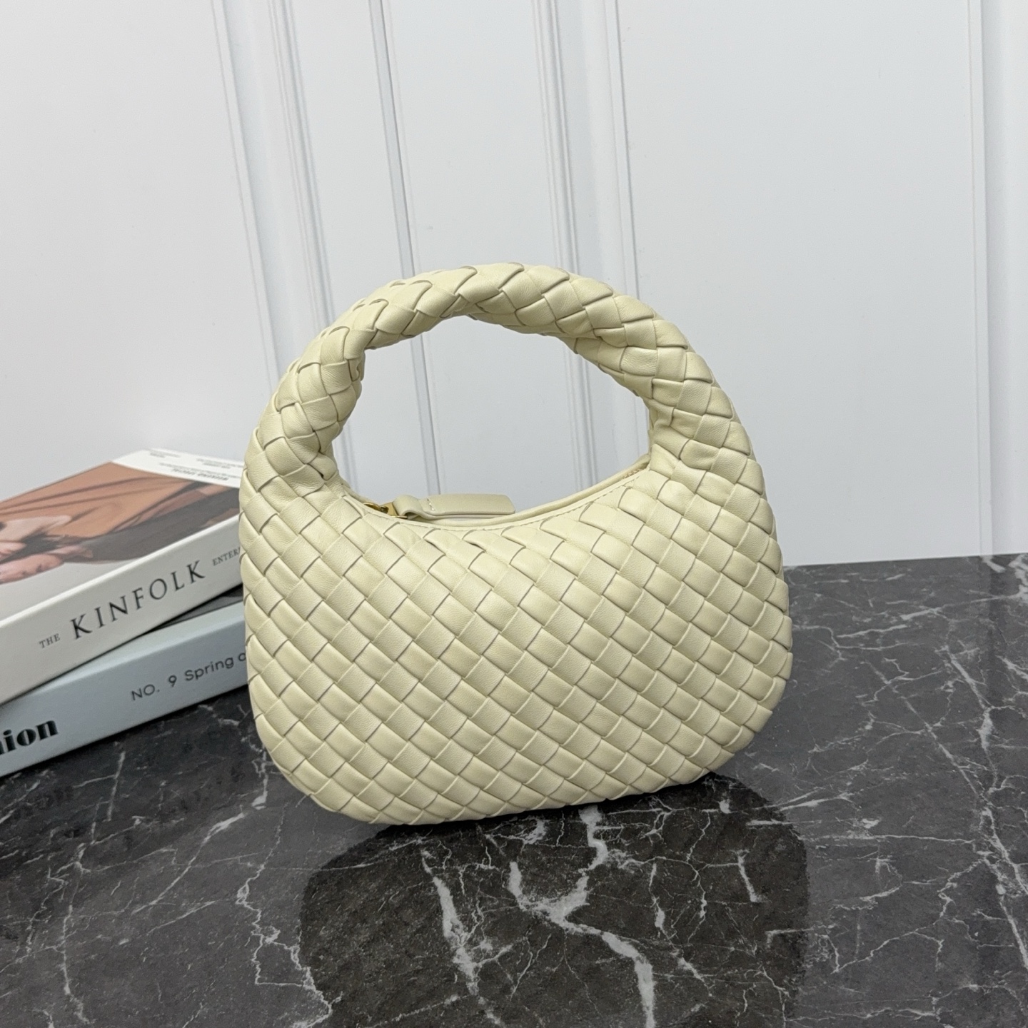 Nappa Lambskin Woven Handbag with Zip