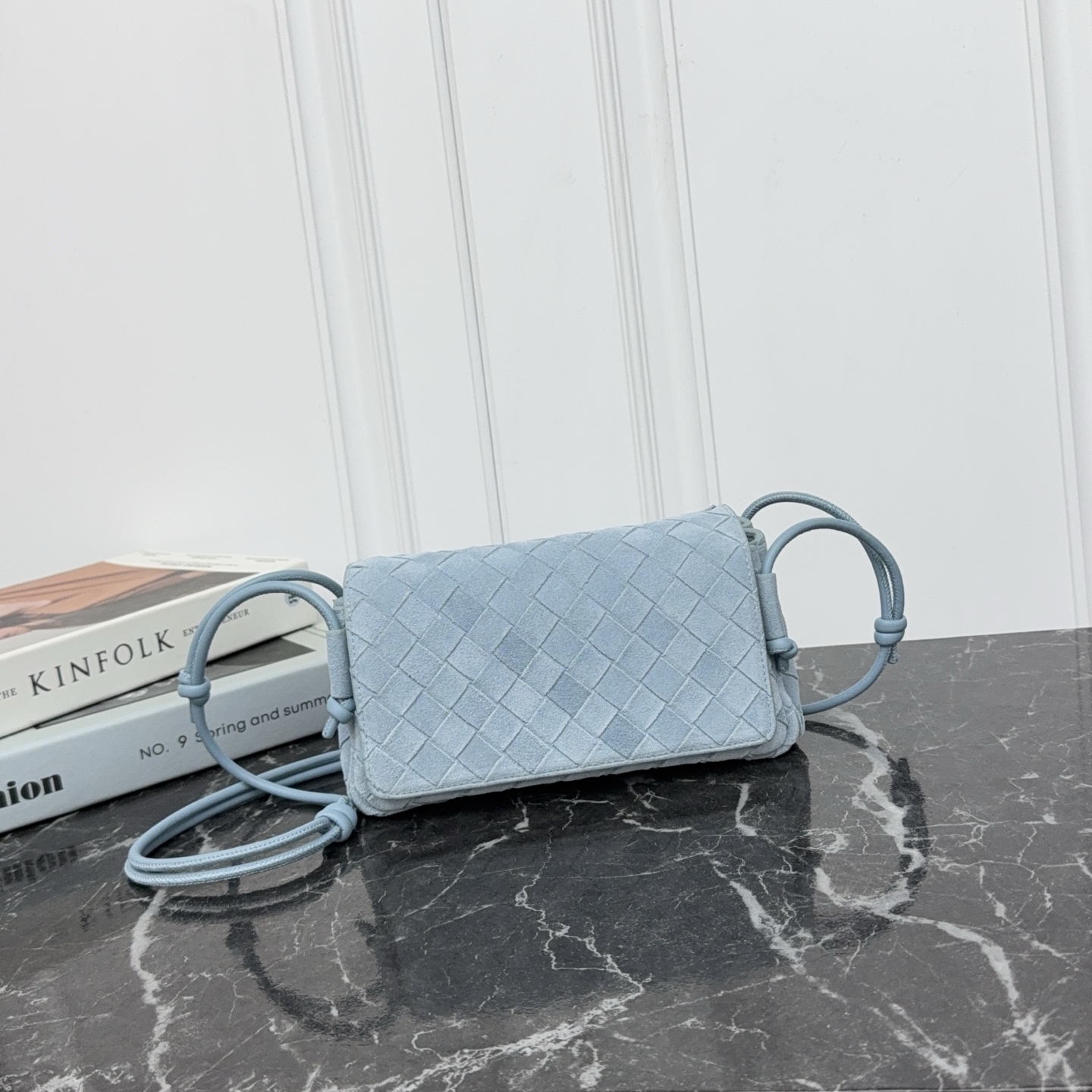 Woven Crossbody Clutch Bag Cashmere Crystal Blue