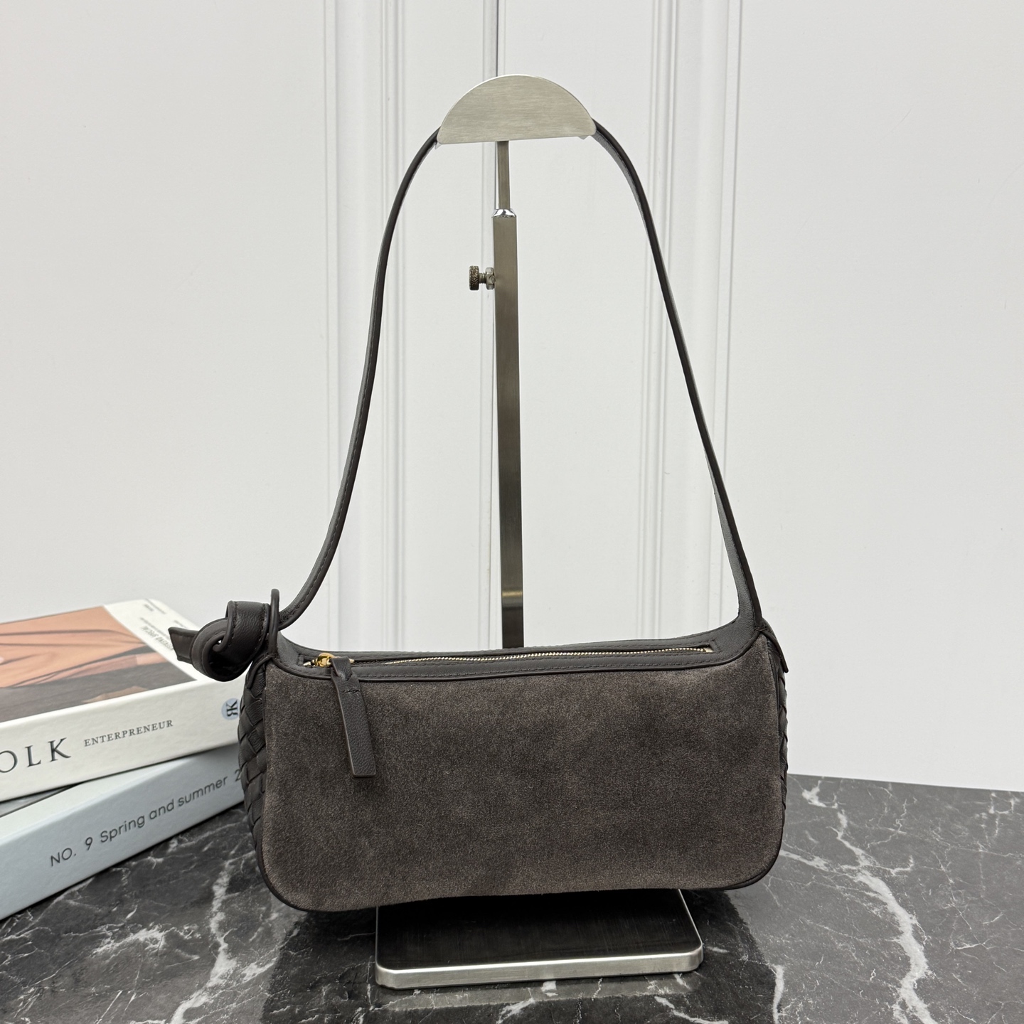 Nodo Shoulder Bag Suede Lambskin Knotted Strap