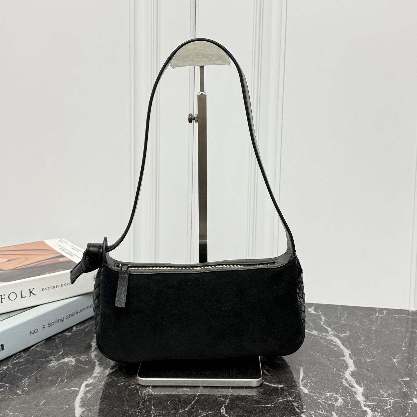 Nodo Shoulder Bag Suede Lambskin Knotted Strap