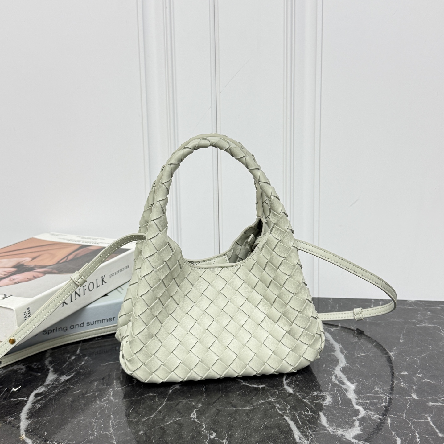 Mini Woven Handbag Lambskin Adjustable Detachable Shoulder Strap