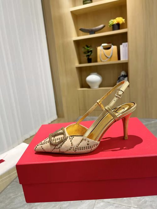 Valentino V-Logo Slingback Pumps with Rhinestone Buckle and Heel