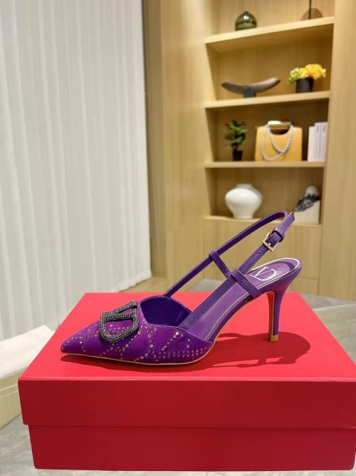 Valentino Slingback Pumps with V-Logo and Rhinestone Embellishments 1 Valentino Slingback Pumps with V-Logo and Rhinestone Embellishments