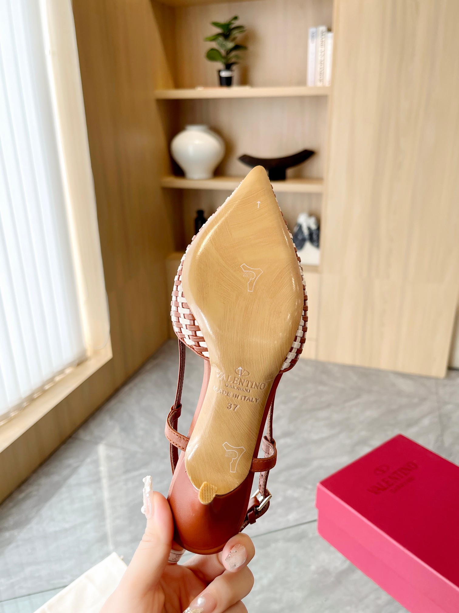 Valentino Women's Woven Leather Slingback Heels with Pointed Toe 9 a1702798154887 7332