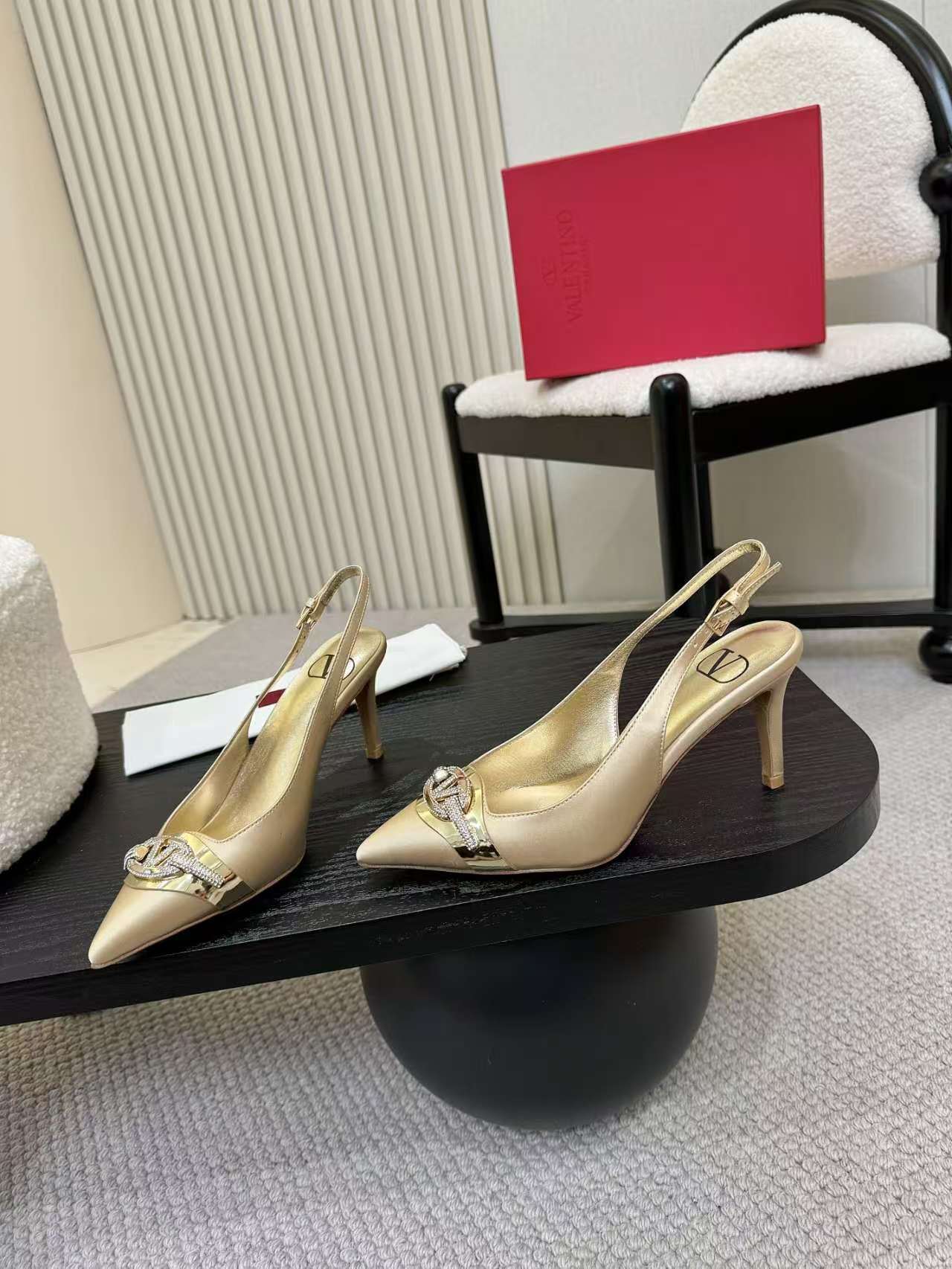 Valentino Slingback Heels with Crystal Embellishments,Silk and Leather 9 a1742781908695 7118