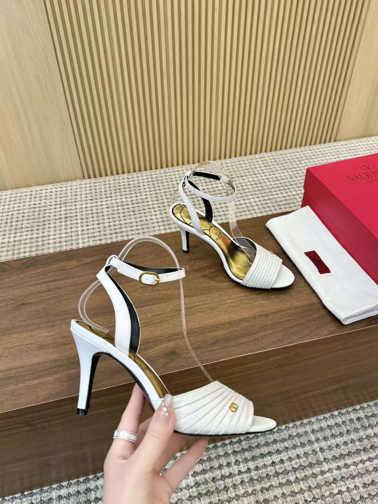 Valentino Women's White Leather Heeled Sandals Spring/Summer Collection 3 a1742989650228 3708