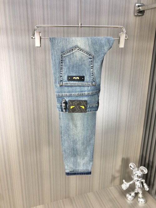 Fendi Men's Light Wash Denim Jeans with Logo Detailing - Spring/Summer 2025 1 Fendi Men's Light Wash Denim Jeans with Logo Detailing - Spring/Summer 2025