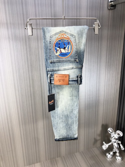 Hermès Men's 2025 Spring/Summer Denim Jeans - Washed & Comfortable